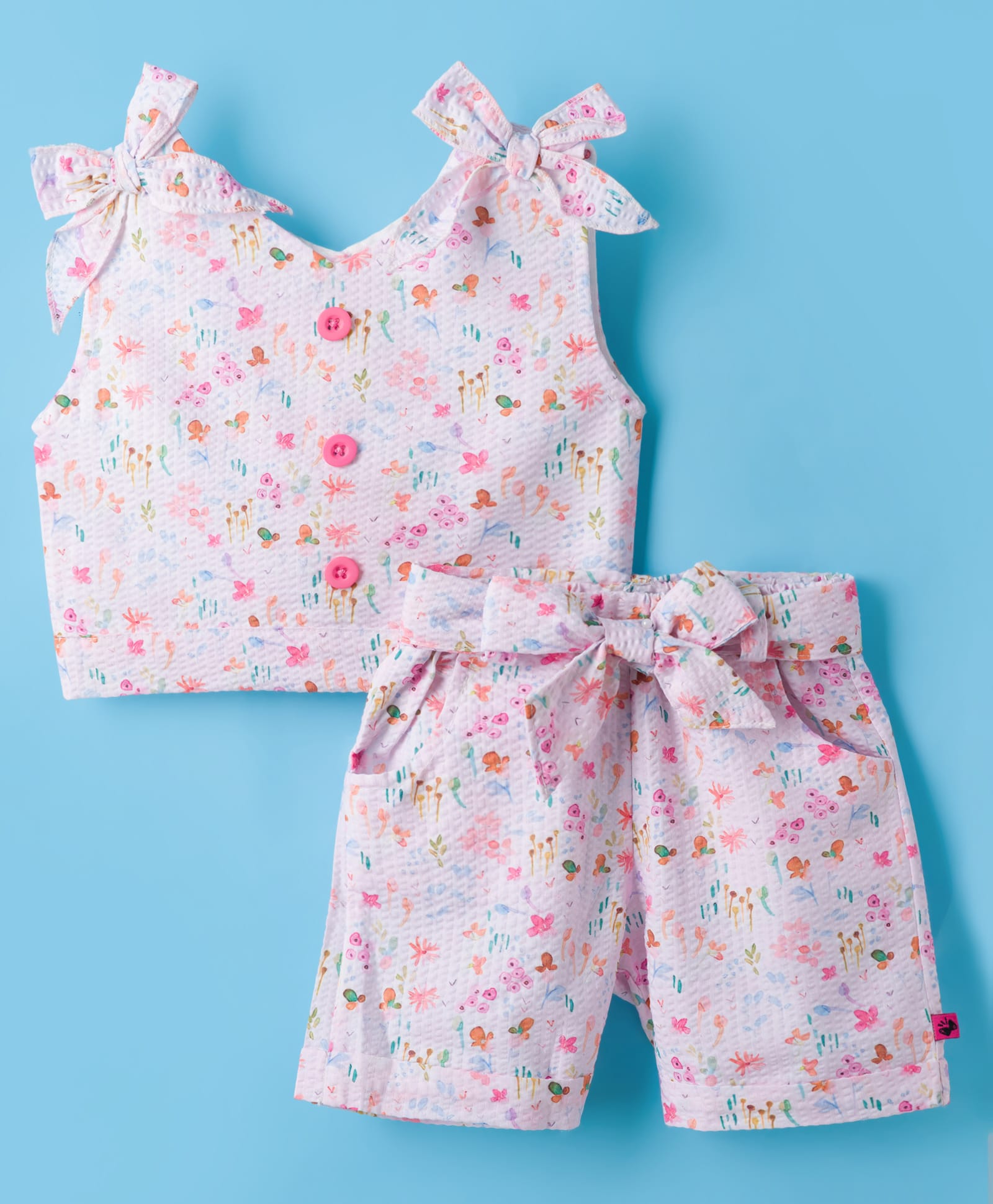 Dew Drops Poplin Woven Sleeveless Co-Ords Top & Shorts Set - White-picture-10