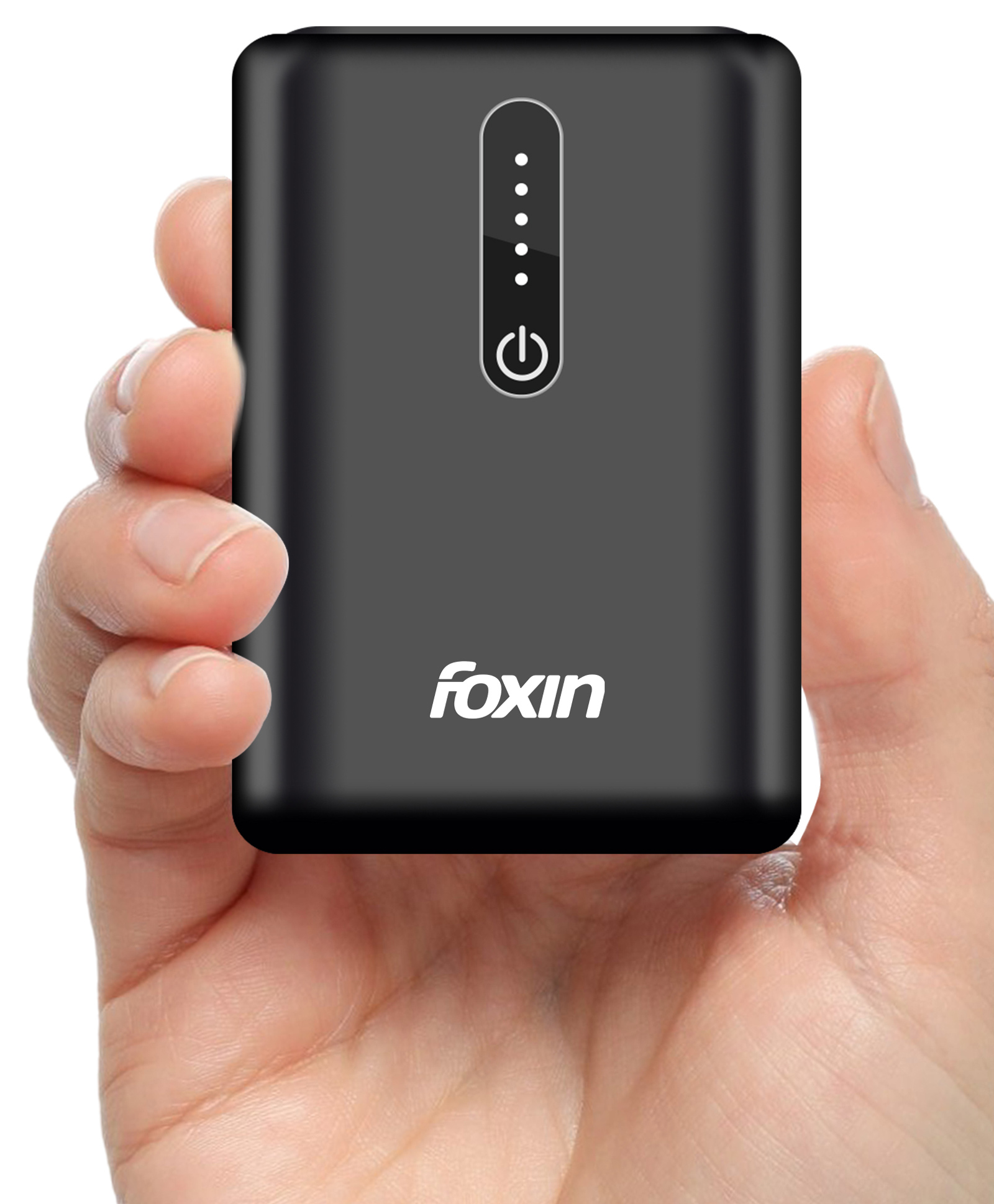 Foxin Fist Power Bank 10000mAh | 22.5W Fast Charging | Built-in Type-C Cable | Palm-Size, | BIS Certified | Made in India | Black-image-1