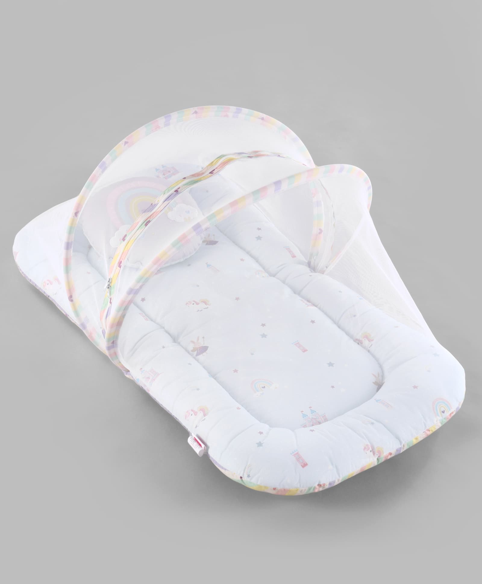 Babyhug Premium 100% Cotton Mattress Set with Mosquito Net & Head Pillow - Unicorn Theme Blue| Soft Cushioned Bedding| Foldable & Travel-Friendly| 0-12 Months| New Born Essential| Easy Zipper Closure-picture-27