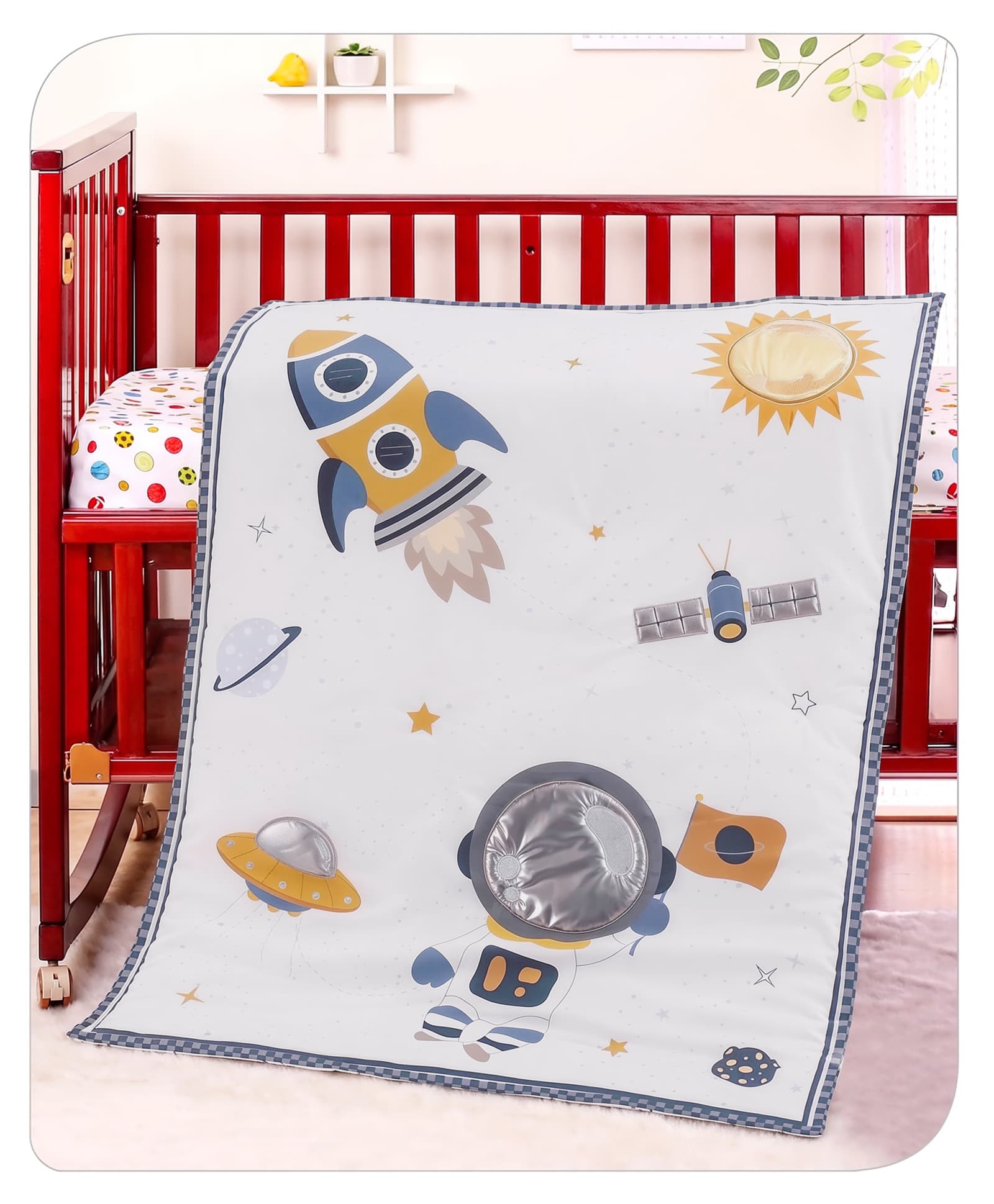 Babyhug Premium 100% Cotton Quilt For Babies Space Theme - Blue| Soft and Comfortable| Breathable Fabric| New Born Gifting Option| Light Weight and Foldable| Travel Friendly| Machine Washable-image-33