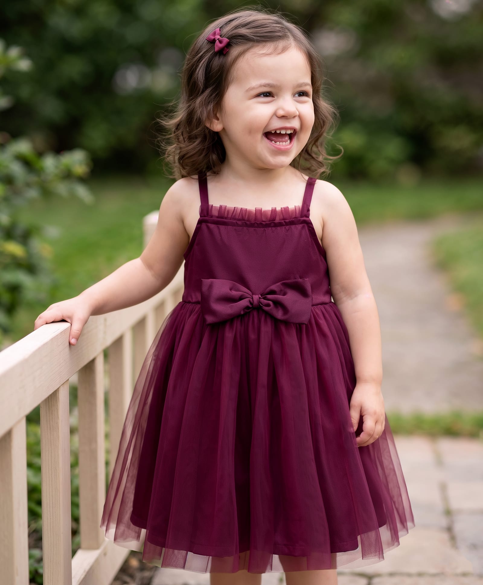 kookie kids india Kookie Kids Woven Sleeveless Solid Party Frock With Bow Applique - Wine-picture-37