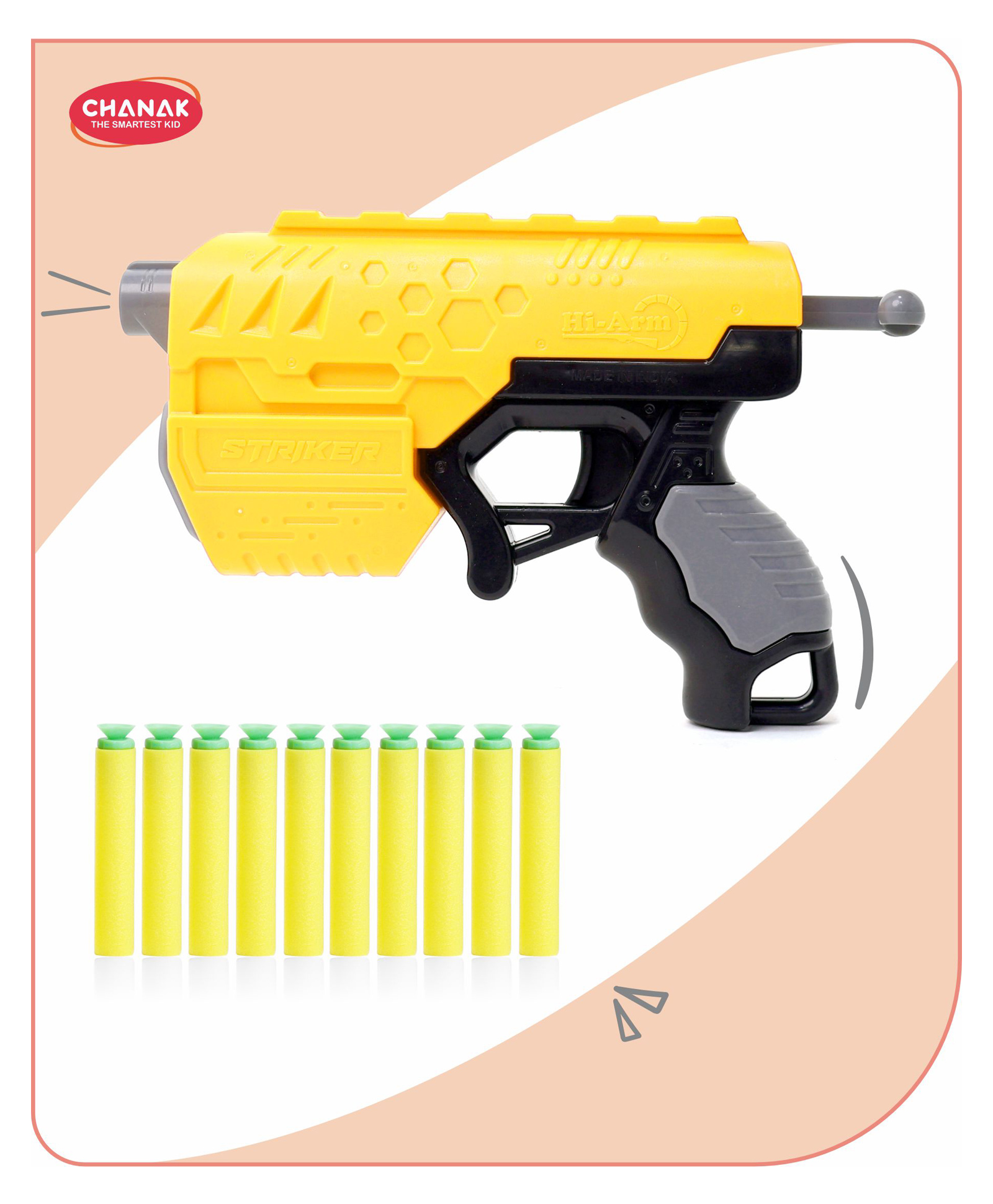 Aditi Toys Plastic Toy Gun for Kids, Soft Bullet Gun with 10 Soft Foam Bullets, Best Toy Gun For Fun Target Shooting & Kids Battle Fight, Range - 60 Feet, Suitable For Kids Above 8 Years (Yellow)-image-5