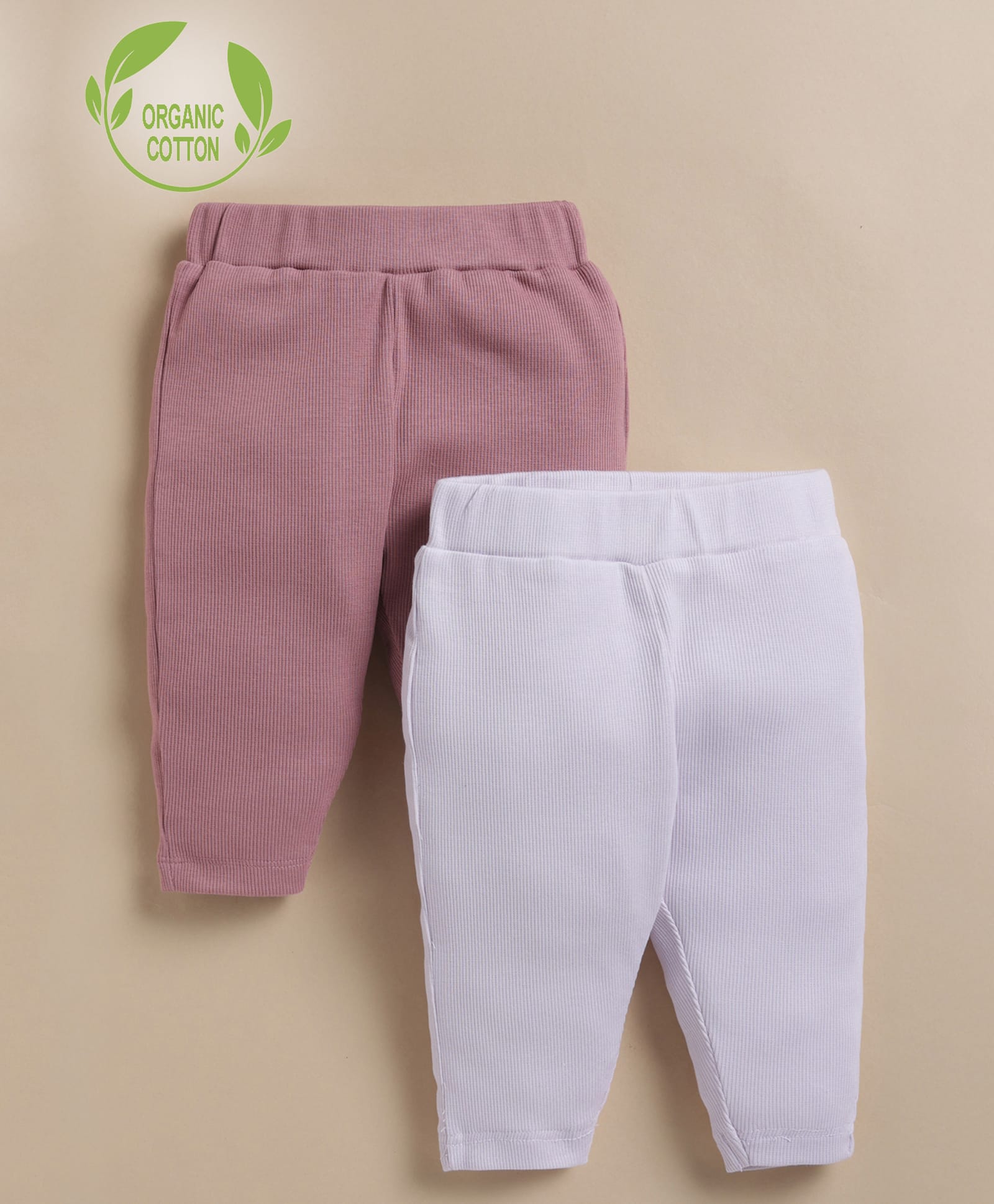 Cot & Candy Organic Cotton Knit Pack Of 2 Solid Pant - Baby Pink & Lavender-picture-41