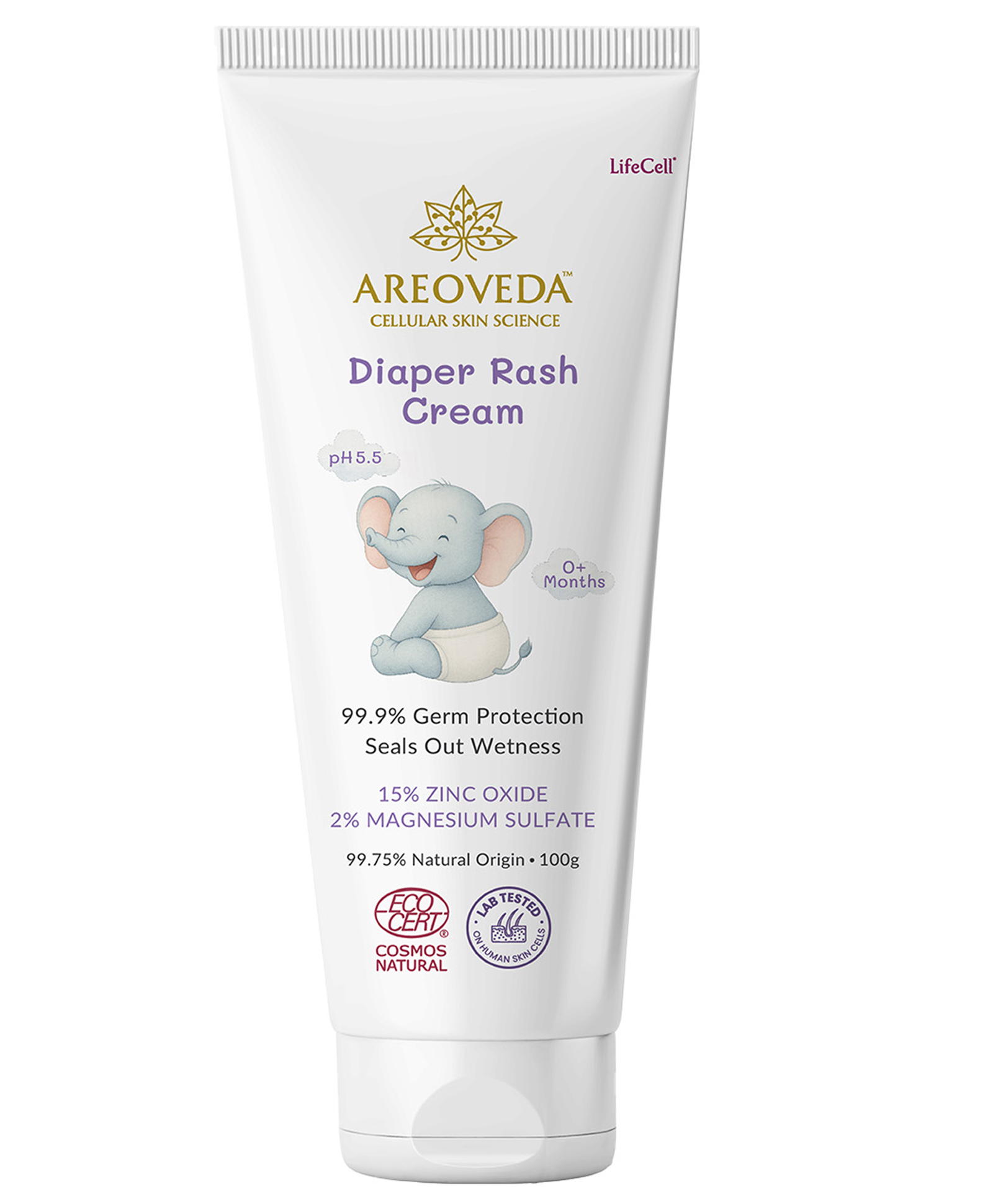 Areoveda Diaper Rash Cream with Zinc Oxide & Oats, Soothes Diaper Rash, Safe From Day 1 (100 g)