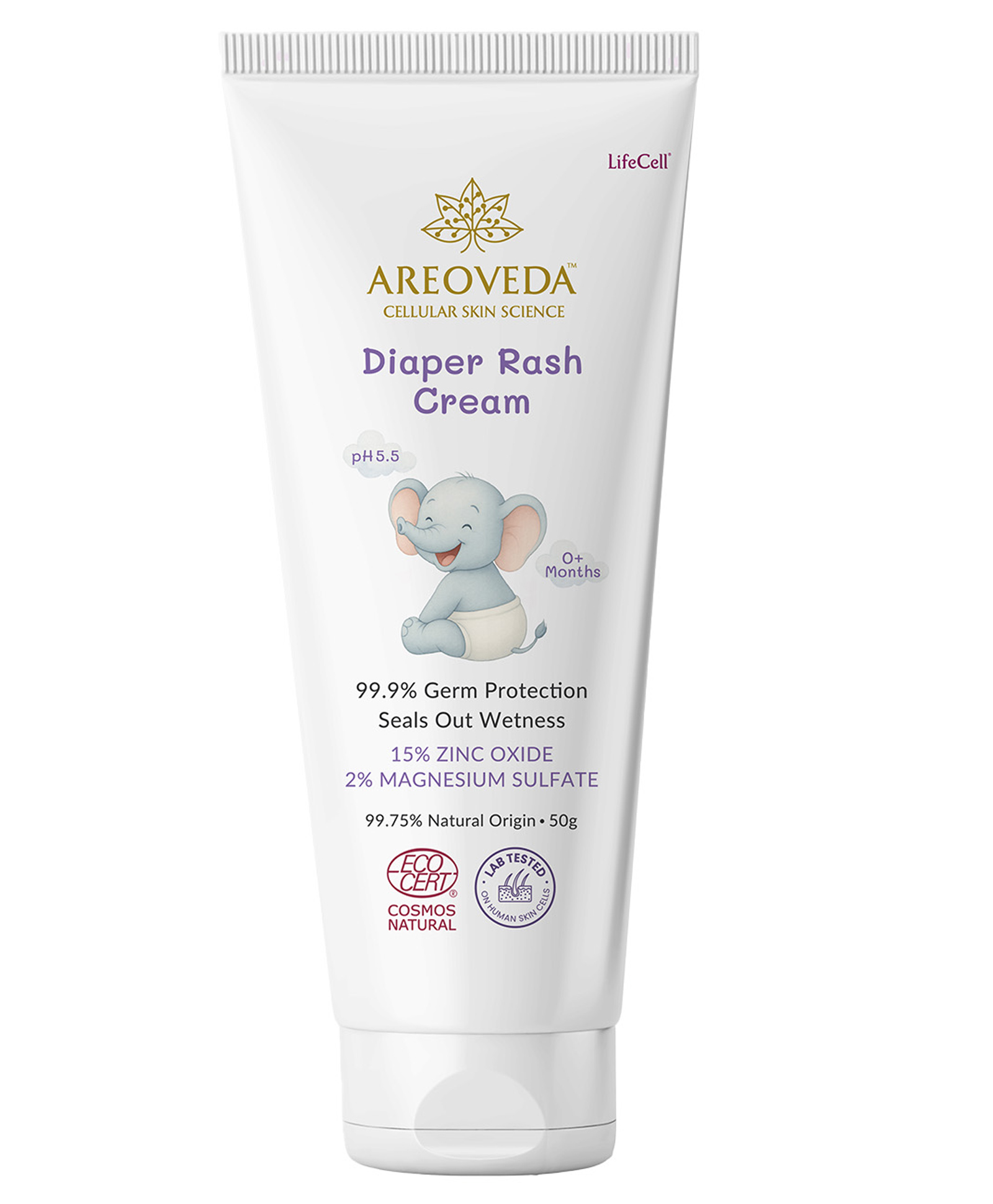 Areoveda Diaper Rash Cream with Zinc Oxide & Oats, Soothes Diaper Rash, Safe From Day 1 (50 g)