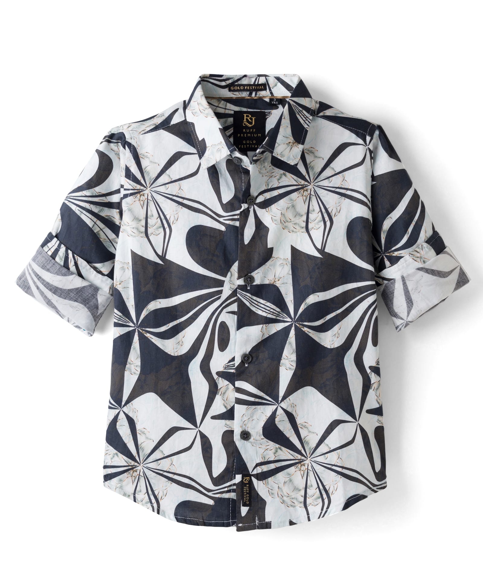 RUFF Cotton Woven Half Sleeves Printed Shirt - Navy Blue-image-45
