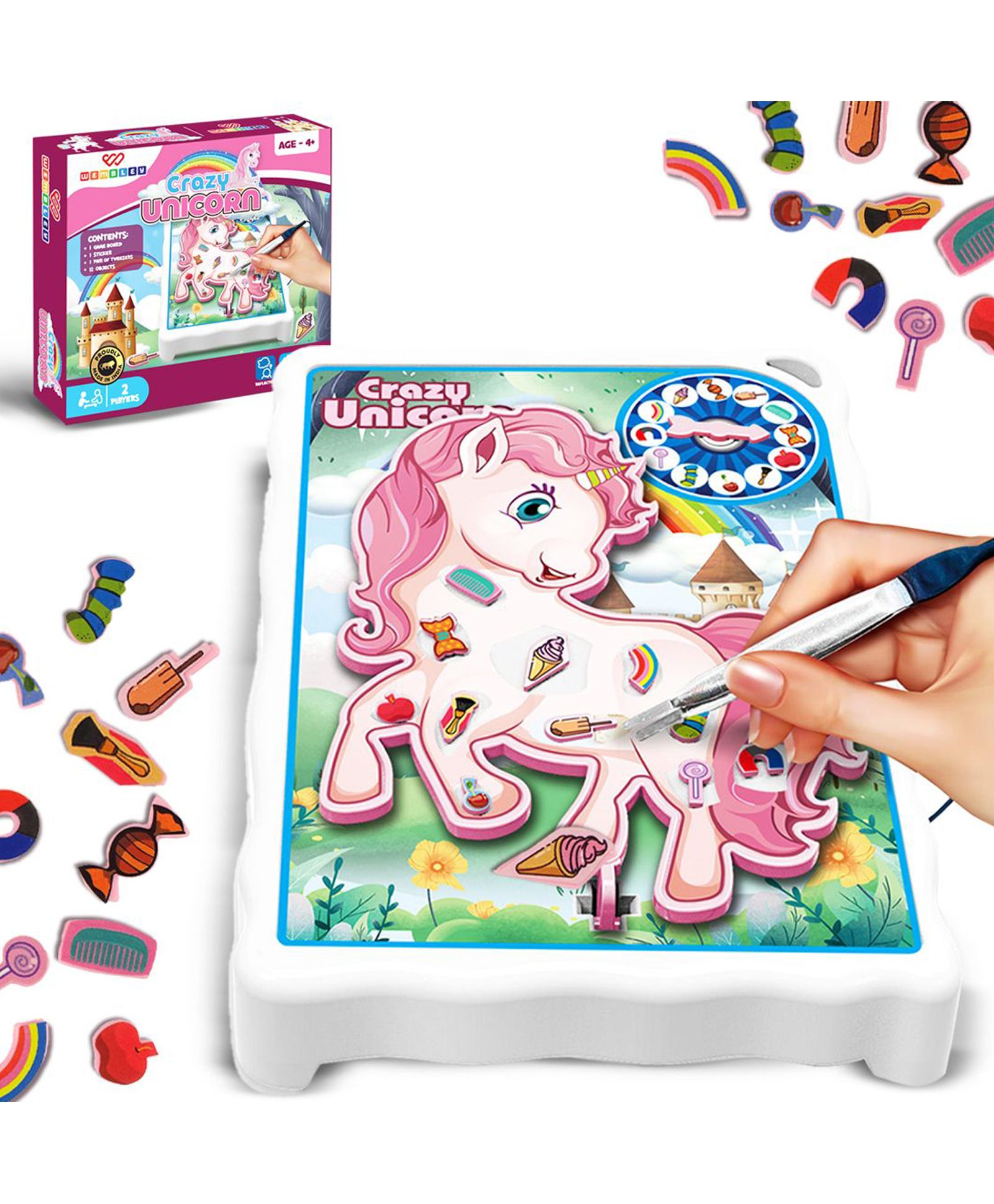 Wembley Toys Crazy Unicorn Operation Board Game with Stickers - Multicolor-image-11