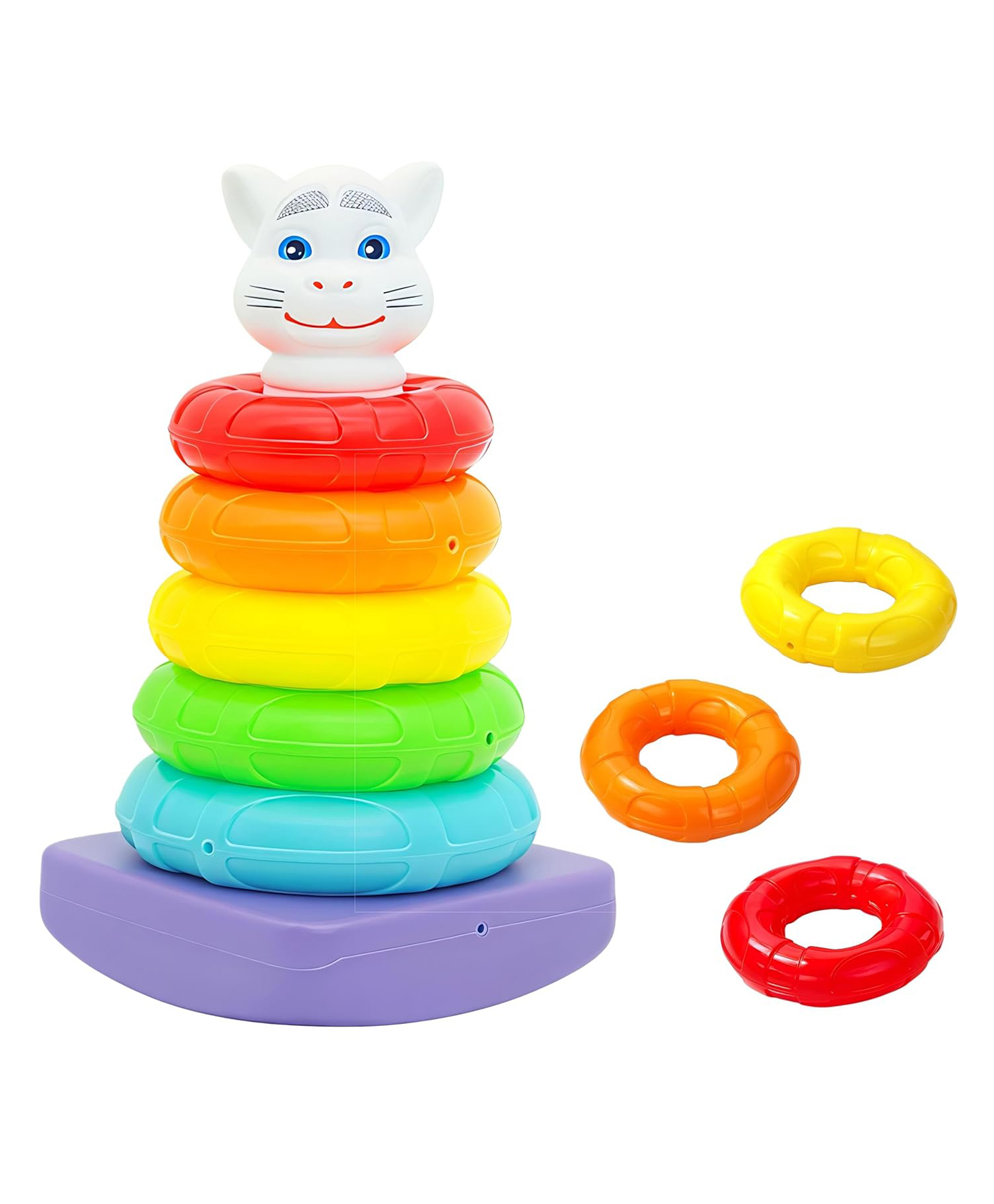 FunBlast Rainbow Stacking Rings Tower Toys - 5 Colors Rings with Base-picture-31