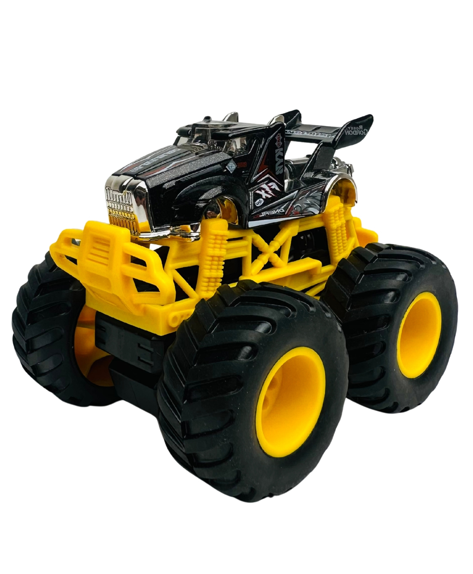 Tak Tak Toys 1:64 Die-Cast Turbo Truck Toy Monster Truck with Big Wheels & Metal BodyBody - Black & Yellow-picture-25