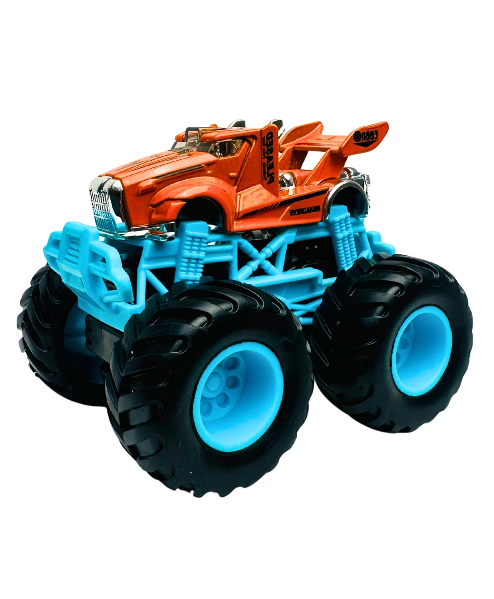 Tak Tak Toys 1:64 Die-Cast Turbo Truck Toy Monster Truck with Big Wheels & Metal Body - Orange & Blue-image-42