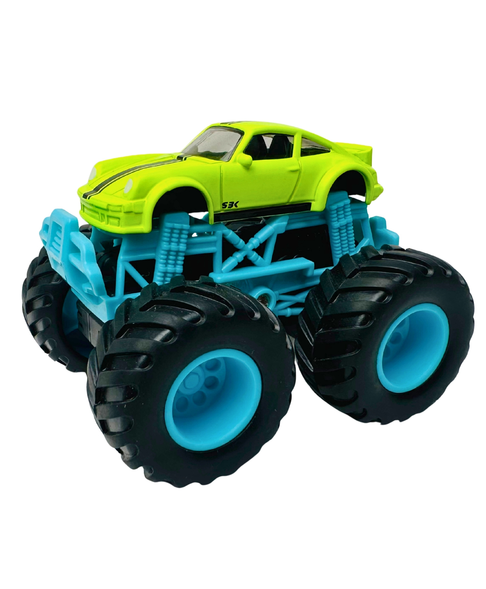 Tak Tak Toys 1:64 Die-Cast Turbo Truck Toy Monster Truck with Big Wheels & Metal Body - Green & Blue-image-40