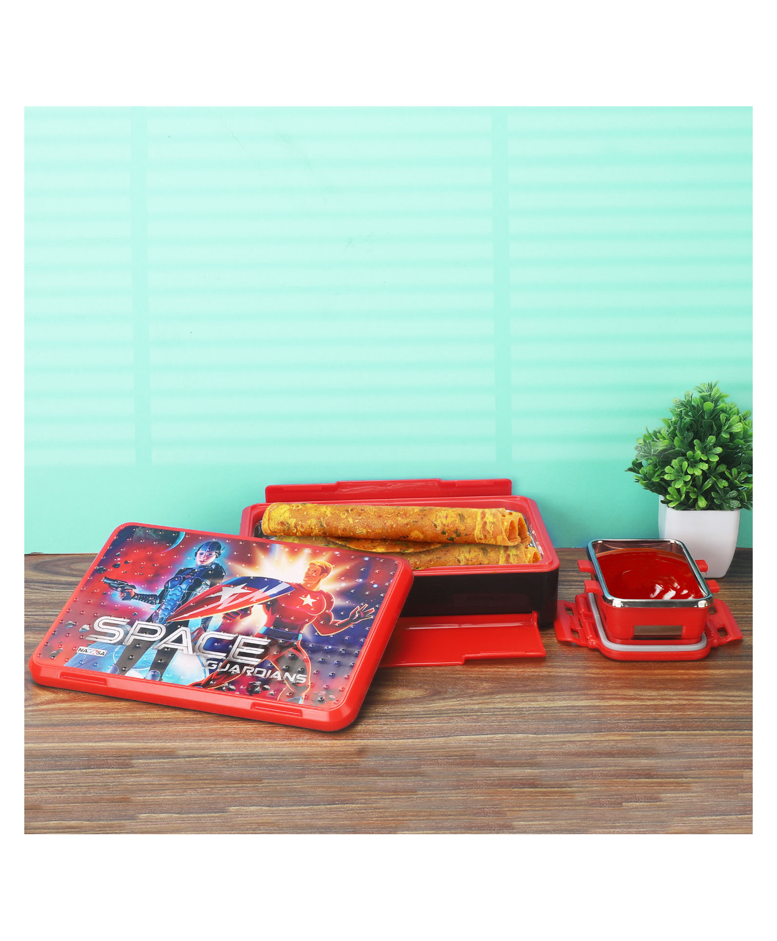 Nayasa Atom Big Insulated Lunch Box | BPA-Free Leak-Proof for School Kids | Red-picture-33