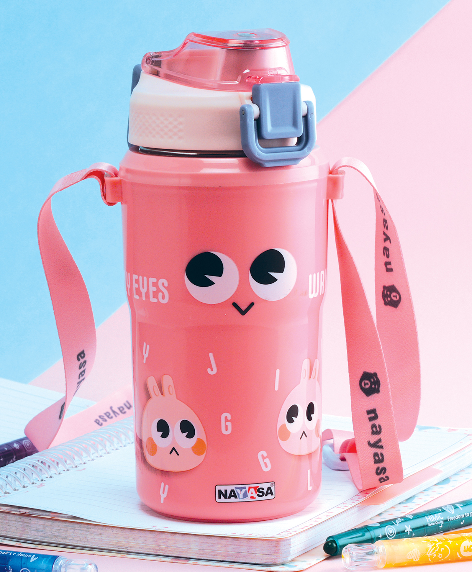 Nayasa Duo-Sip 450 ml Insulated Kids Bottle Dual Mode Leakproof, Pink-picture-12