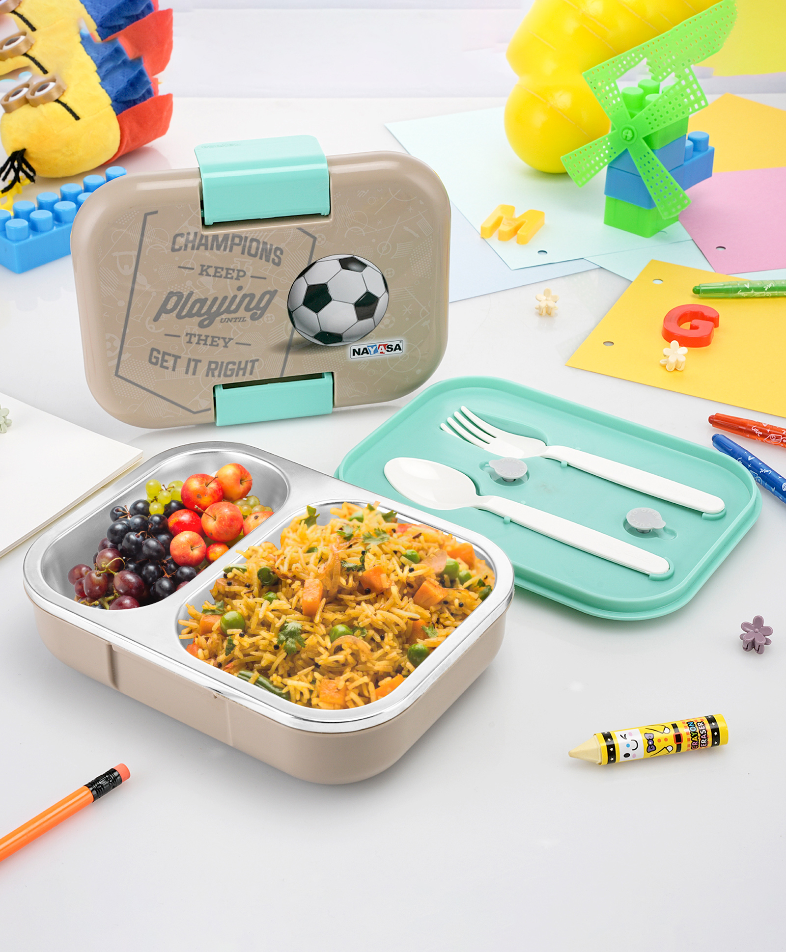 Nayasa Marco 2-Compartment Insulated Stainless Steel Lunch Box- Medium, Leakproof, 650 ml, Grey-picture-18