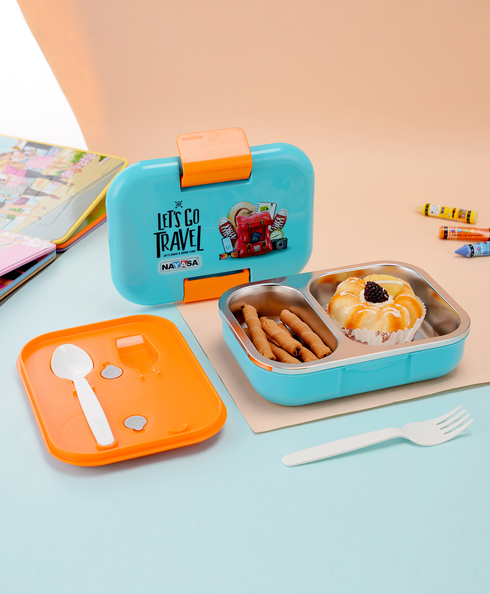 Nayasa Marco 2-Compartment Insulated Stainless Steel Lunch Box- Medium, Leakproof, 650Ml, Blue-picture-20