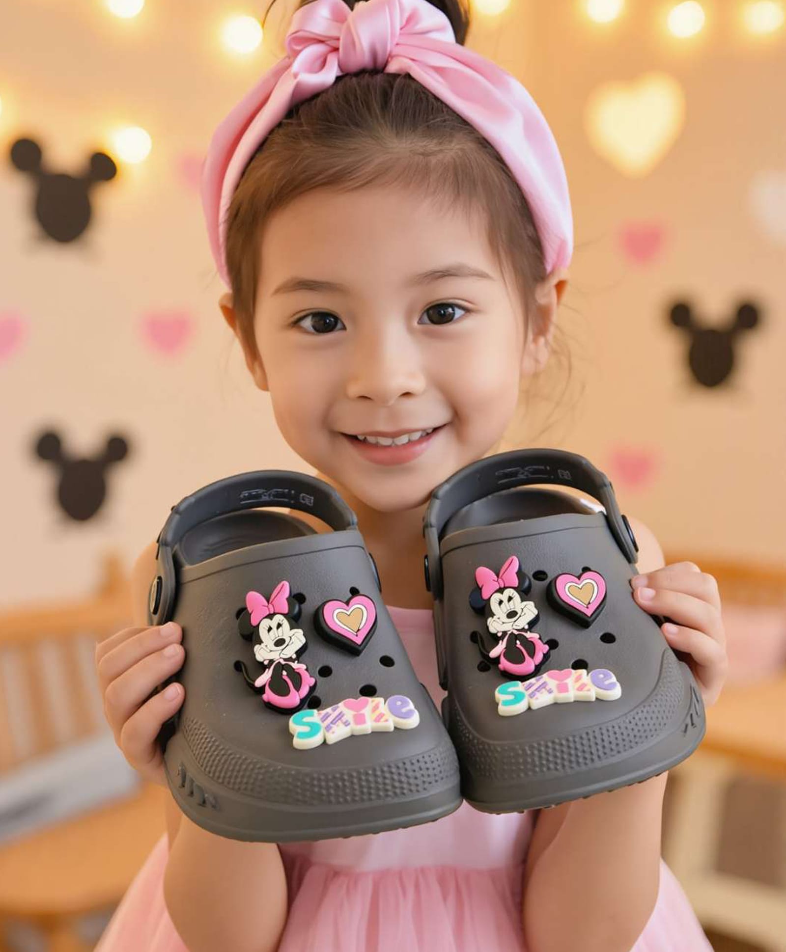 Yellow Bee Disney Mickey & Friends Featuring Minnie Mouse Applique Detailed Slingback Clogs - Olive Green-picture-23