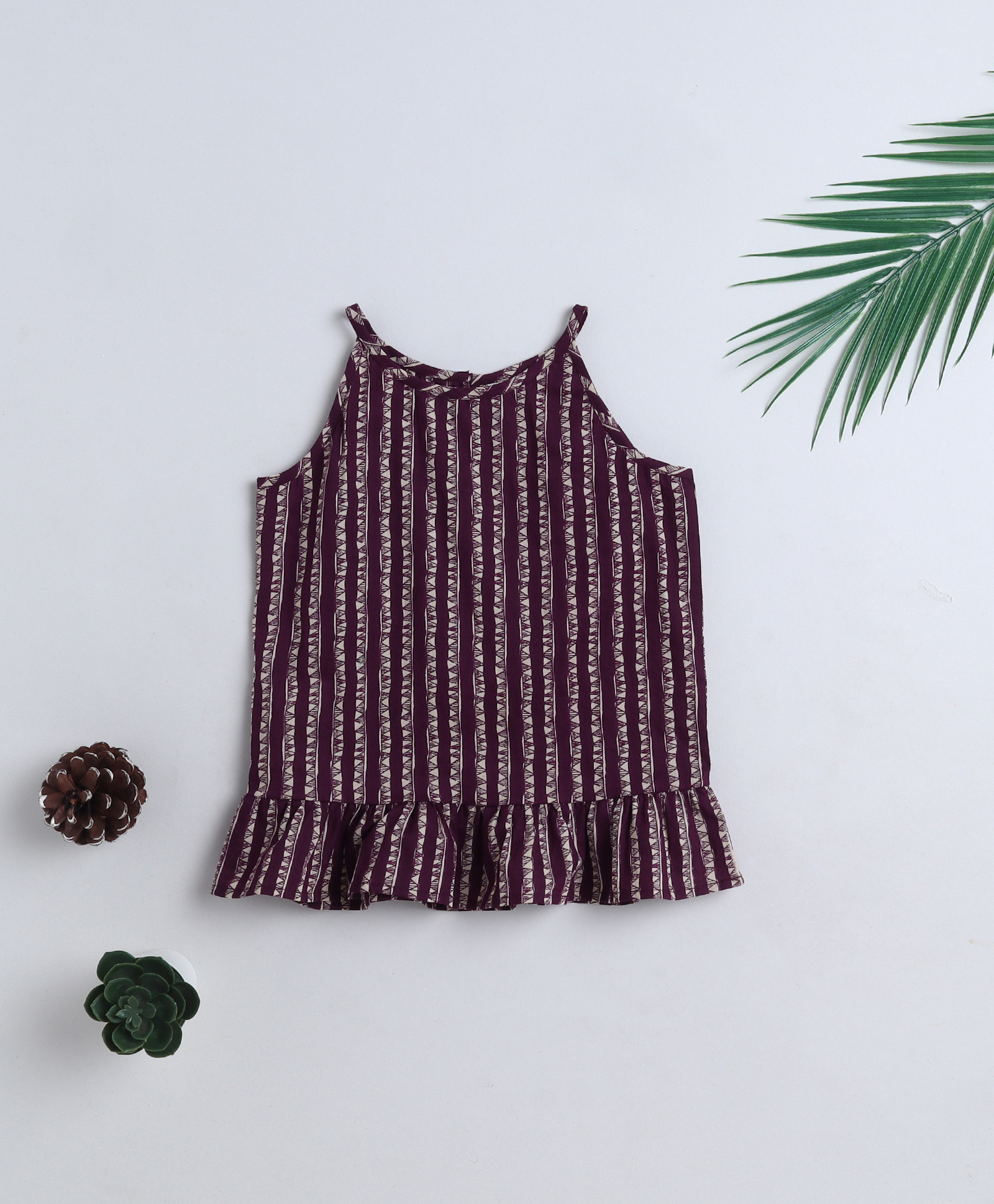 The Magic Wand Cotton Woven Striped Incut Top - Navy Blue-picture-38