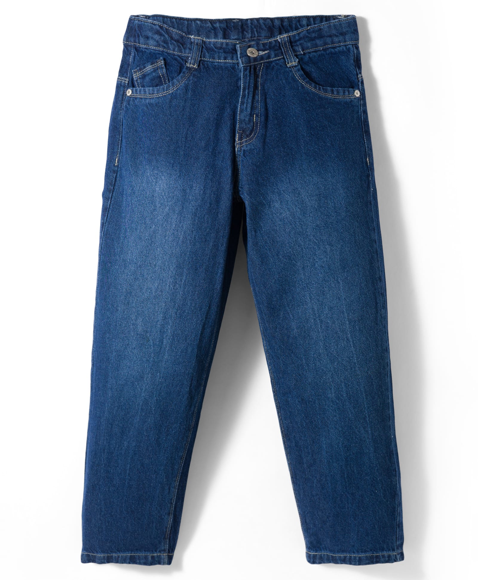 Olio Kids Woven Full Length Solid Denim Jeans - Navy Blue-image-35