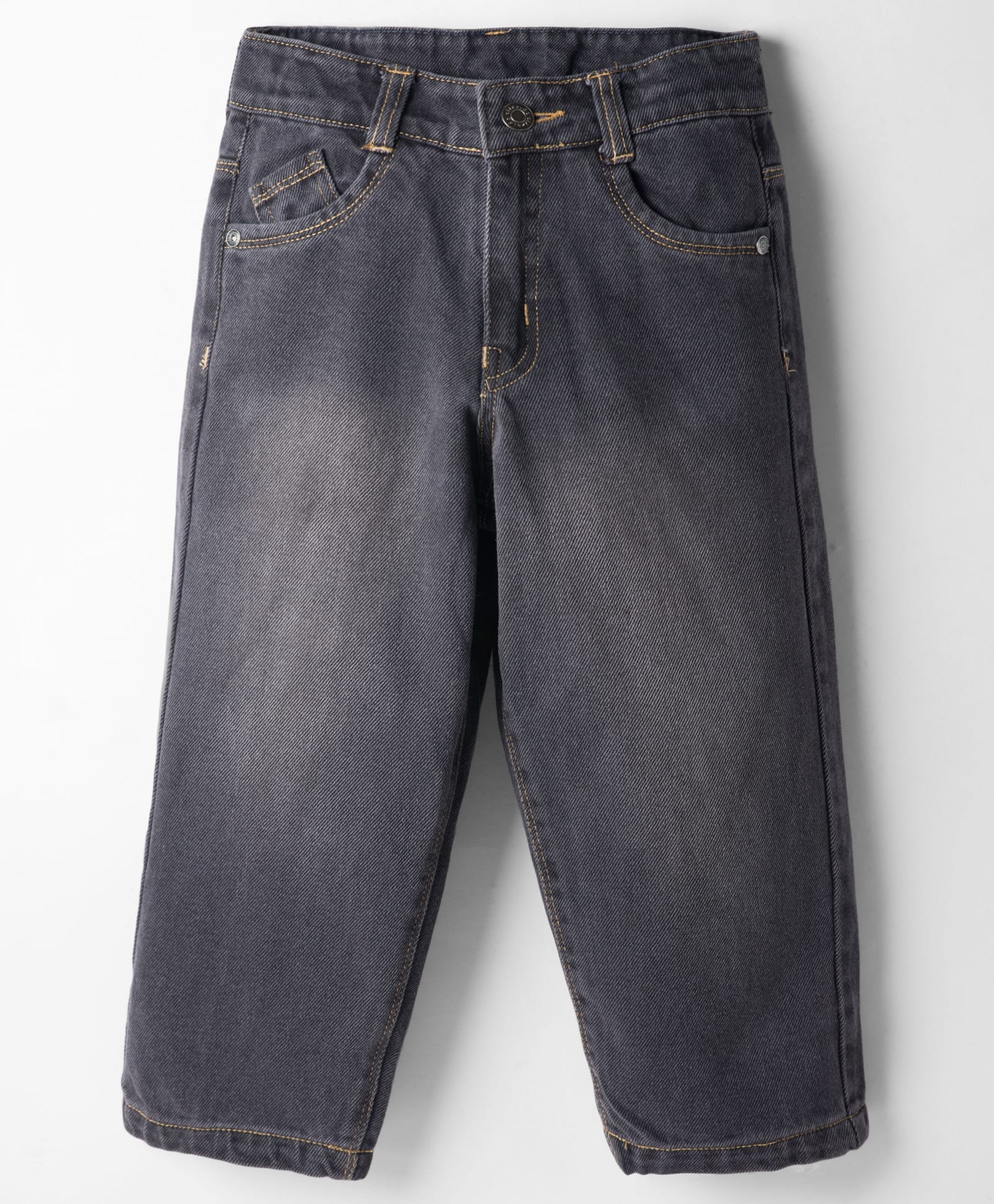 Olio Kids Woven Full Length Solid Denim Jeans - Black-image-23
