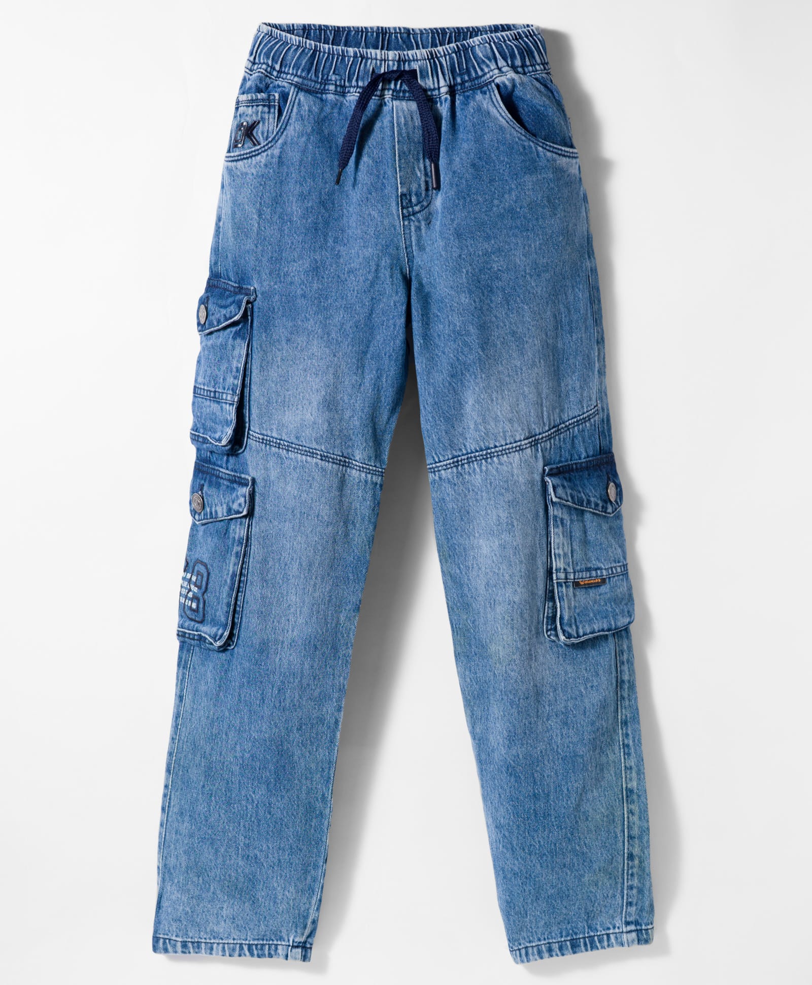 Olio Kids Full Length Solid Color Cut & Sew Denim Jeans - Light Blue-picture-10