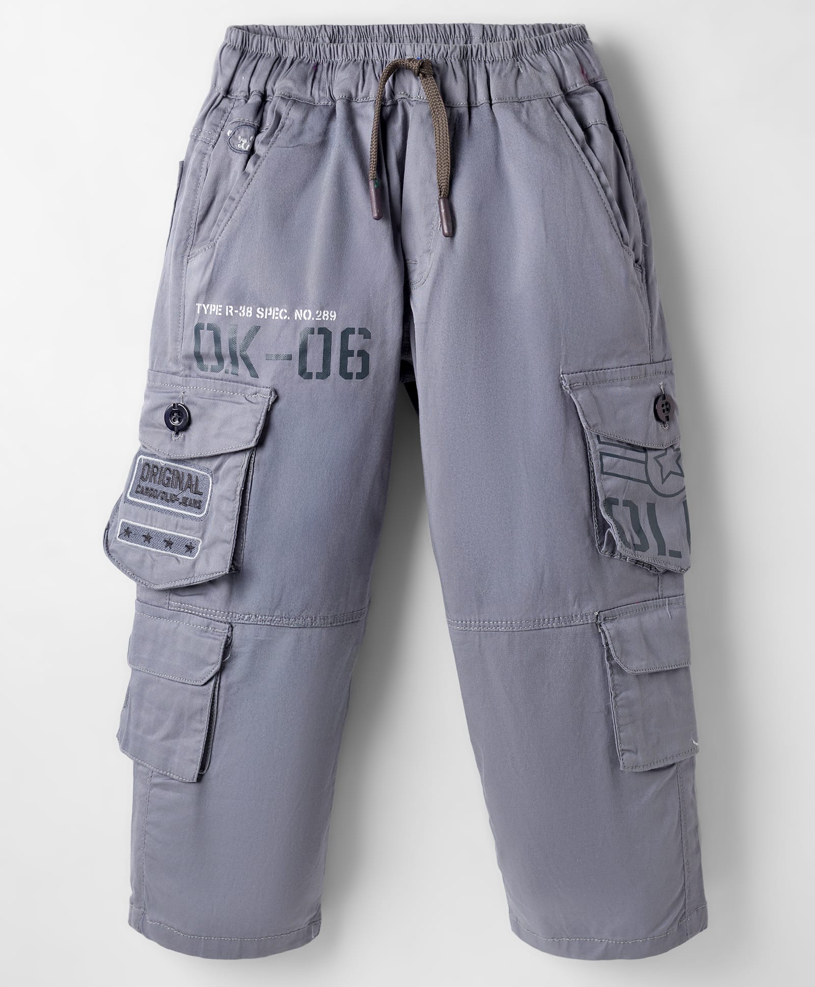 Olio Kids Cotton Woven Full Length Trouser with Text Graphic - Grey-picture-31