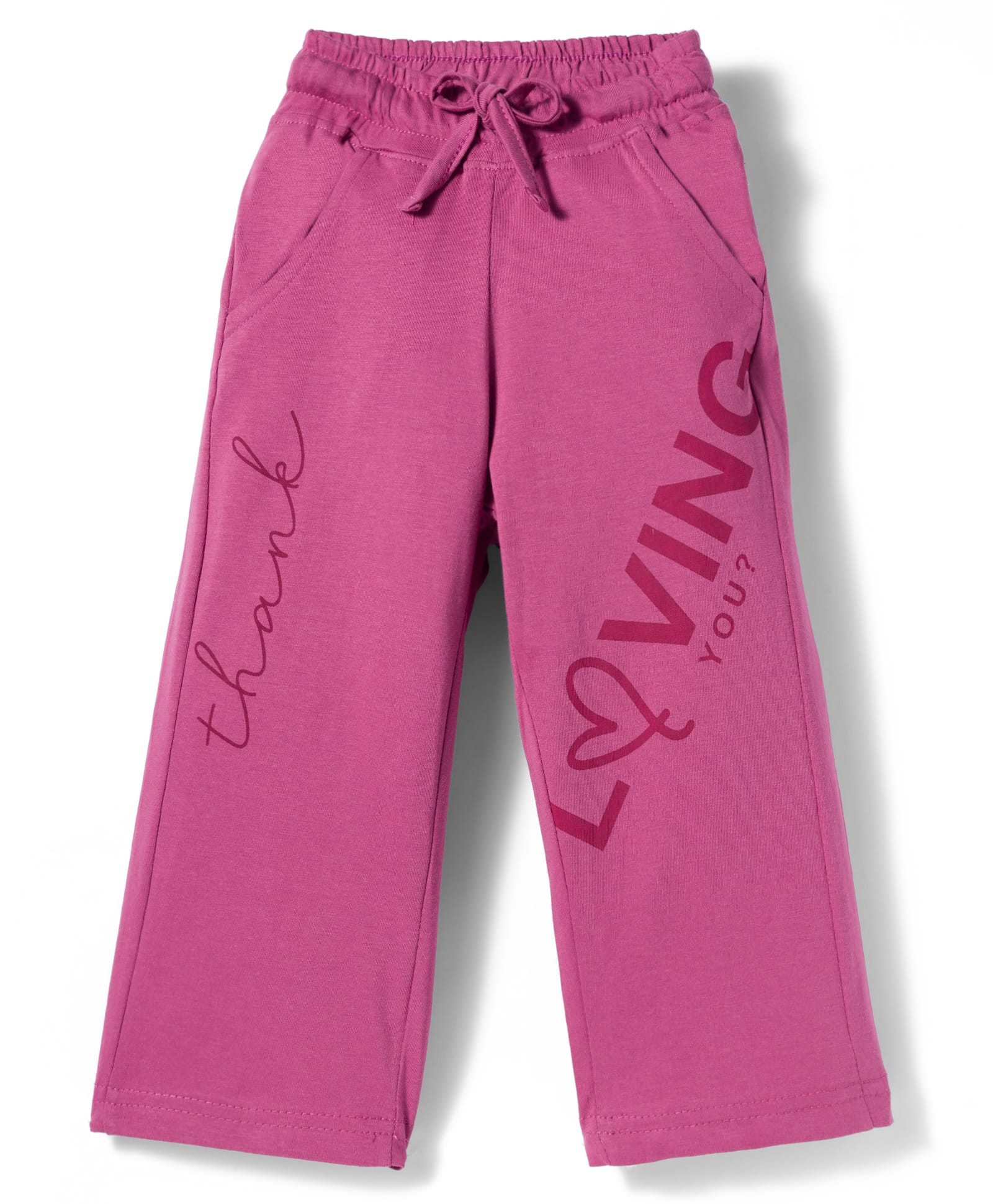 Olio Kids Knitted Full Length Flared Lounge Pant With Text Print - Purple-picture-21