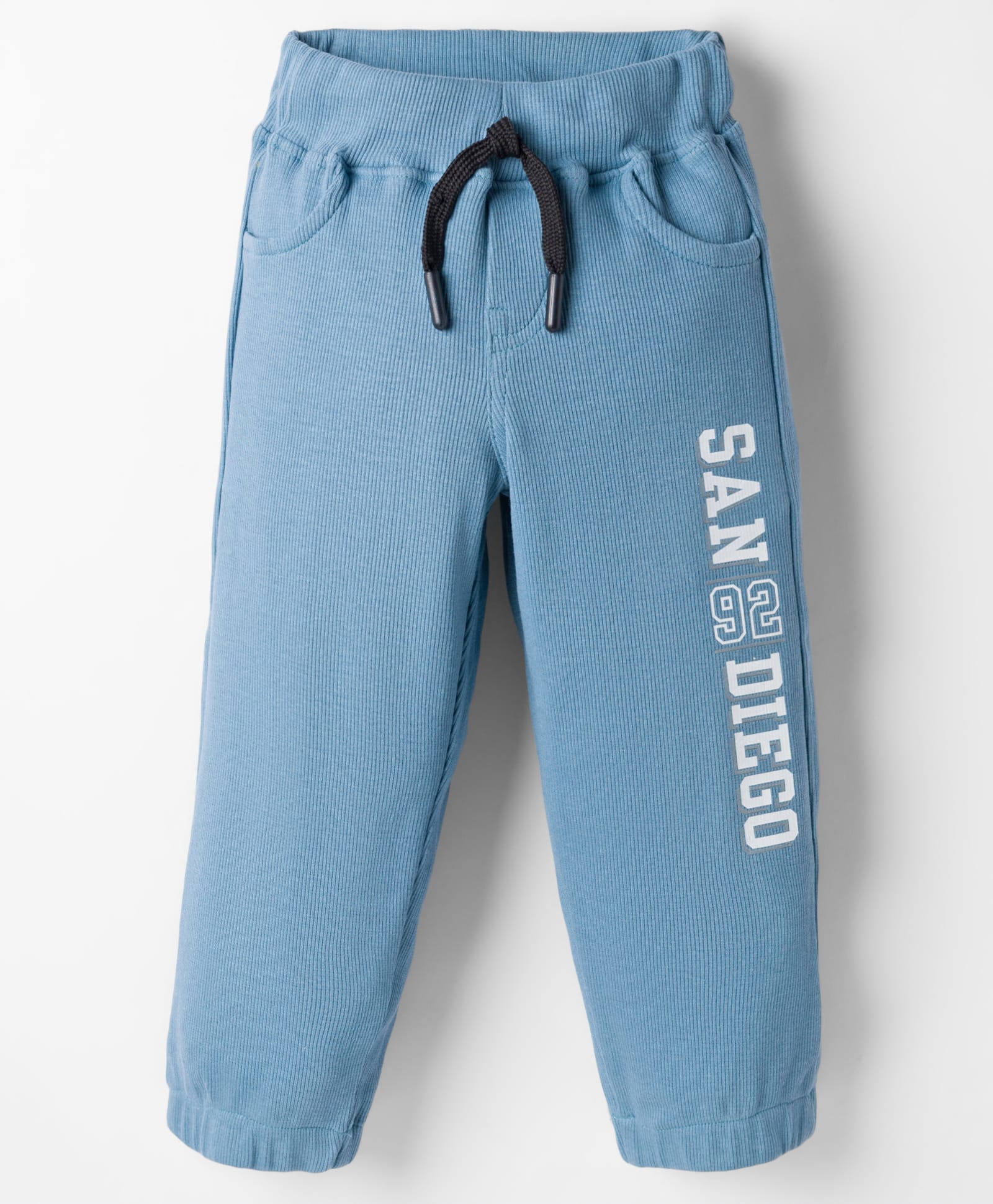 Olio Kids Knitted Full Length Lounge Pant With Text Print - Light Blue-picture-24