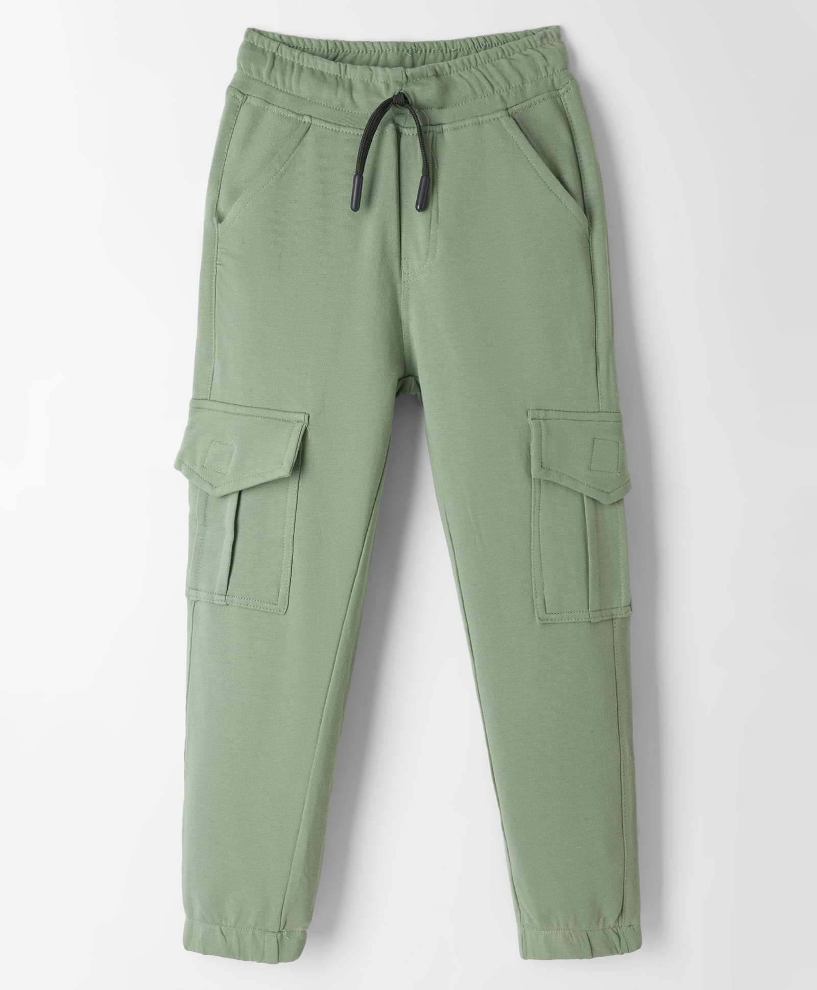 Olio Kids Knitted Full Length Solid Color Lounge Pant - Olive Green-image-19