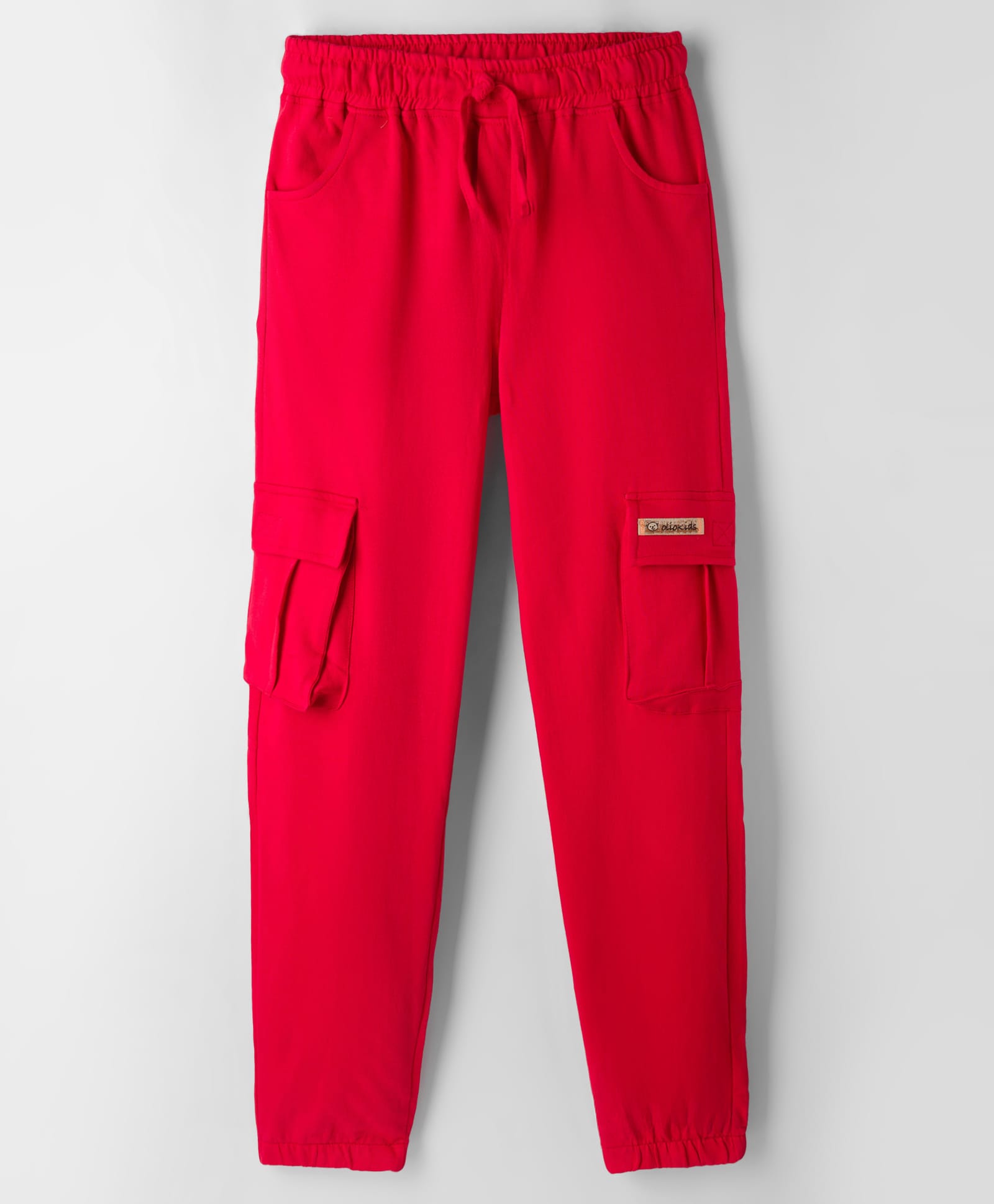 Olio Kids Knitted Full Length Solid Color Lounge Pant - Red-picture-12