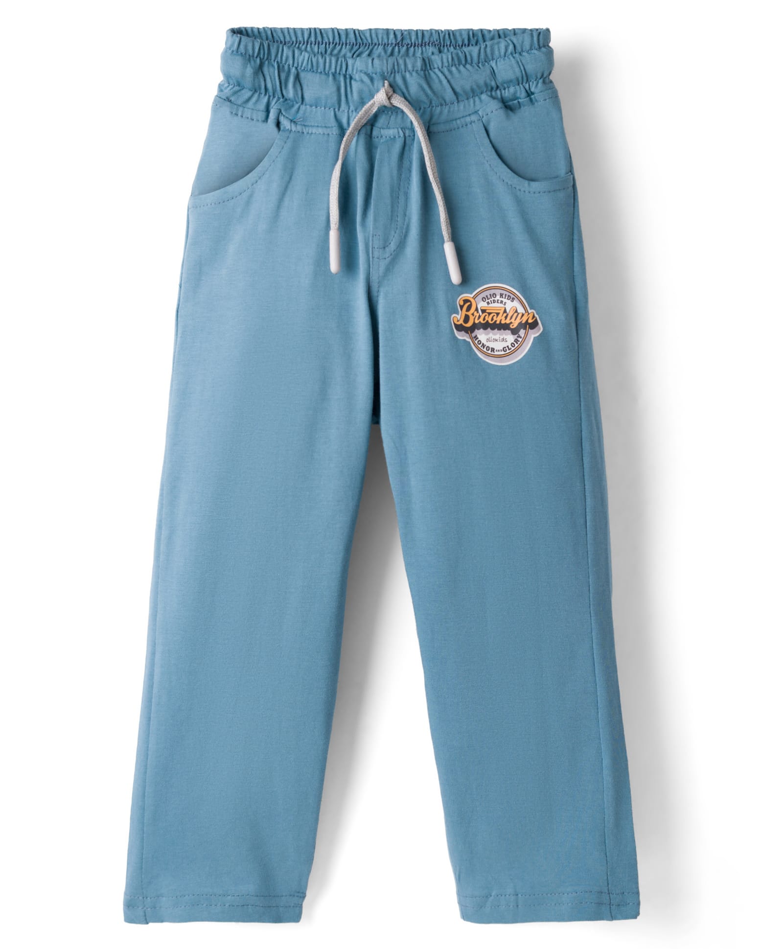 Olio Kids Knitted Full Length Lounge Pant With Text Print - Blue-picture-47