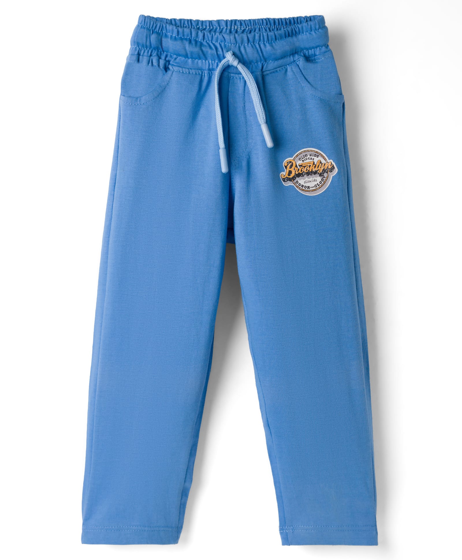 Olio Kids Knitted Full Length Lounge Pant With Text Print - Royal Blue-image-2