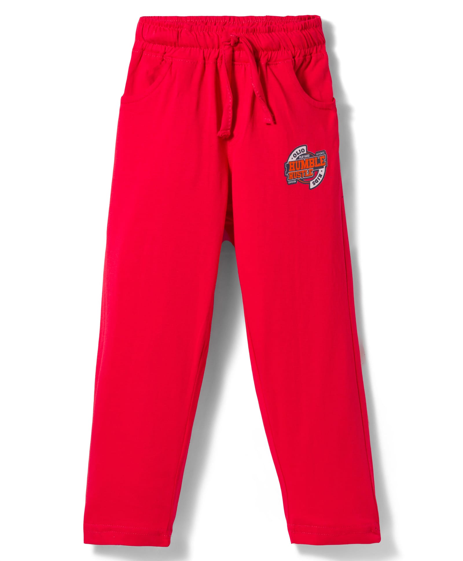Olio Kids Knitted Full Length Lounge Pant with Text Print - Red-picture-27
