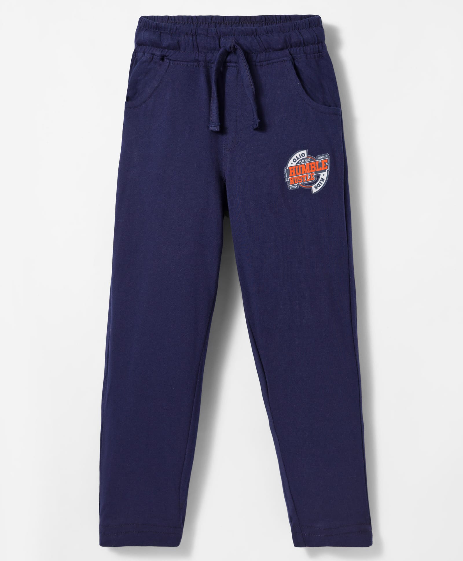 Olio Kids Knitted Full Length Lounge Pant with Text Print - Navy Blue-picture-27