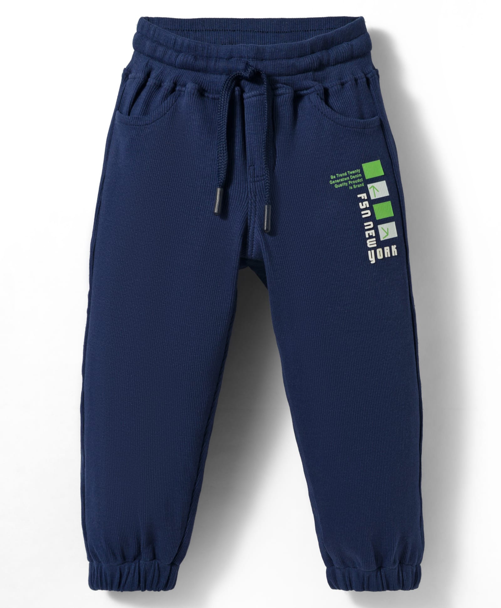 Olio Kids Knitted Full Length Lounge Pant With Text Print - Navy Blue-picture-43