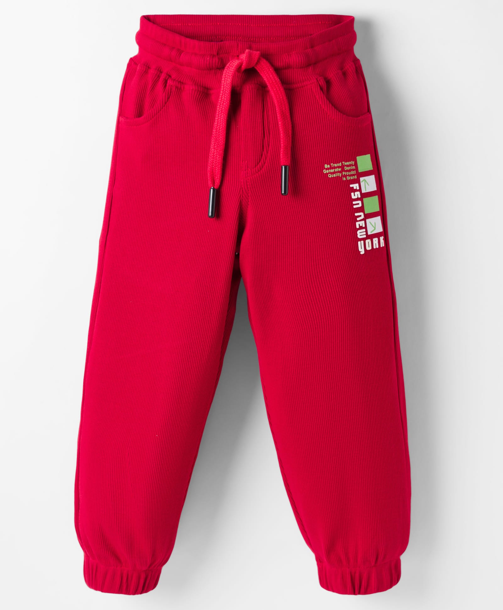 Olio Kids Knitted Full Length Lounge Pant With Text Print - Red-picture-11