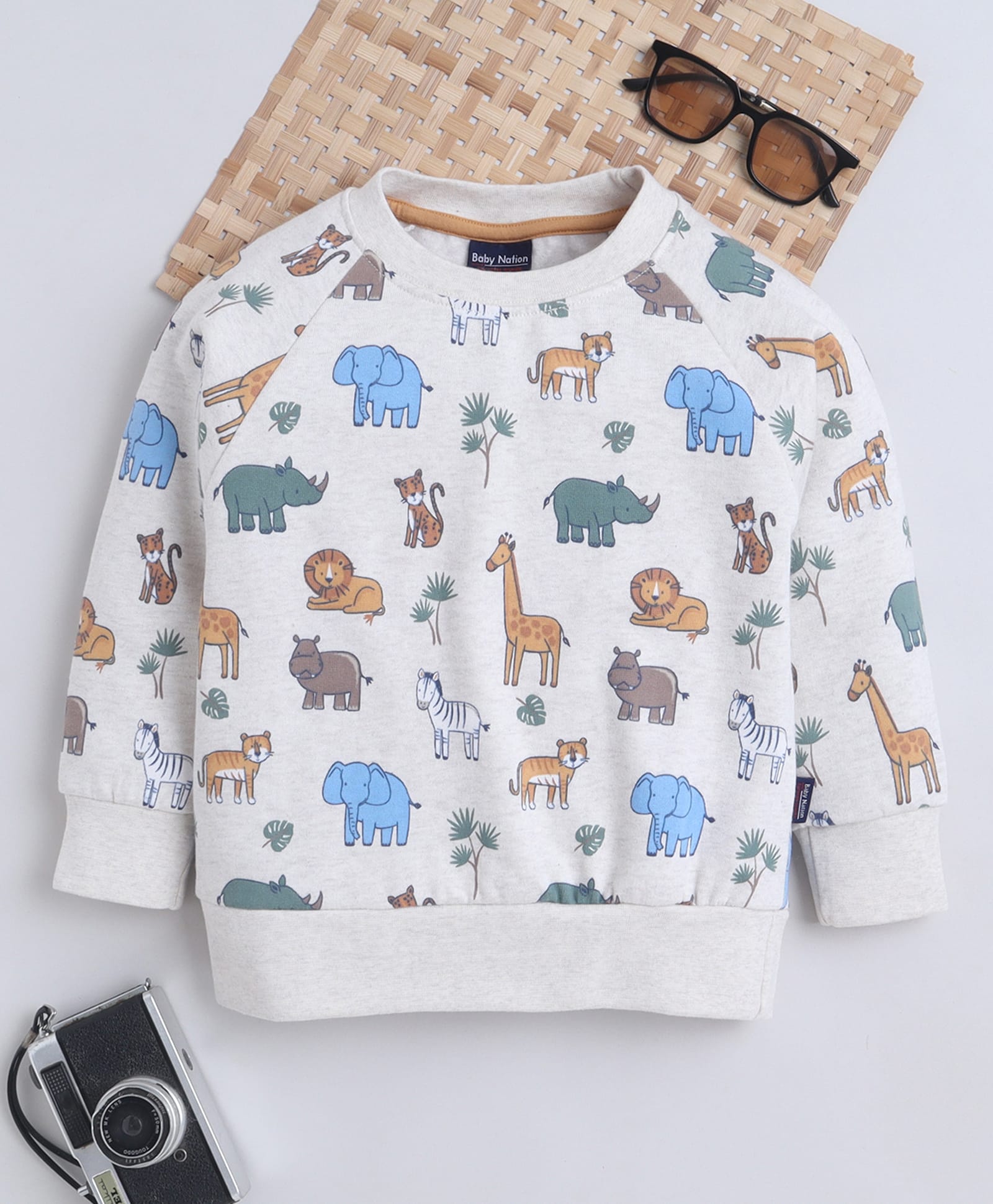 BABY NATION Knitted Knit Full Sleeves Animals Printed Winter Sweatshirt - Crème-picture-34