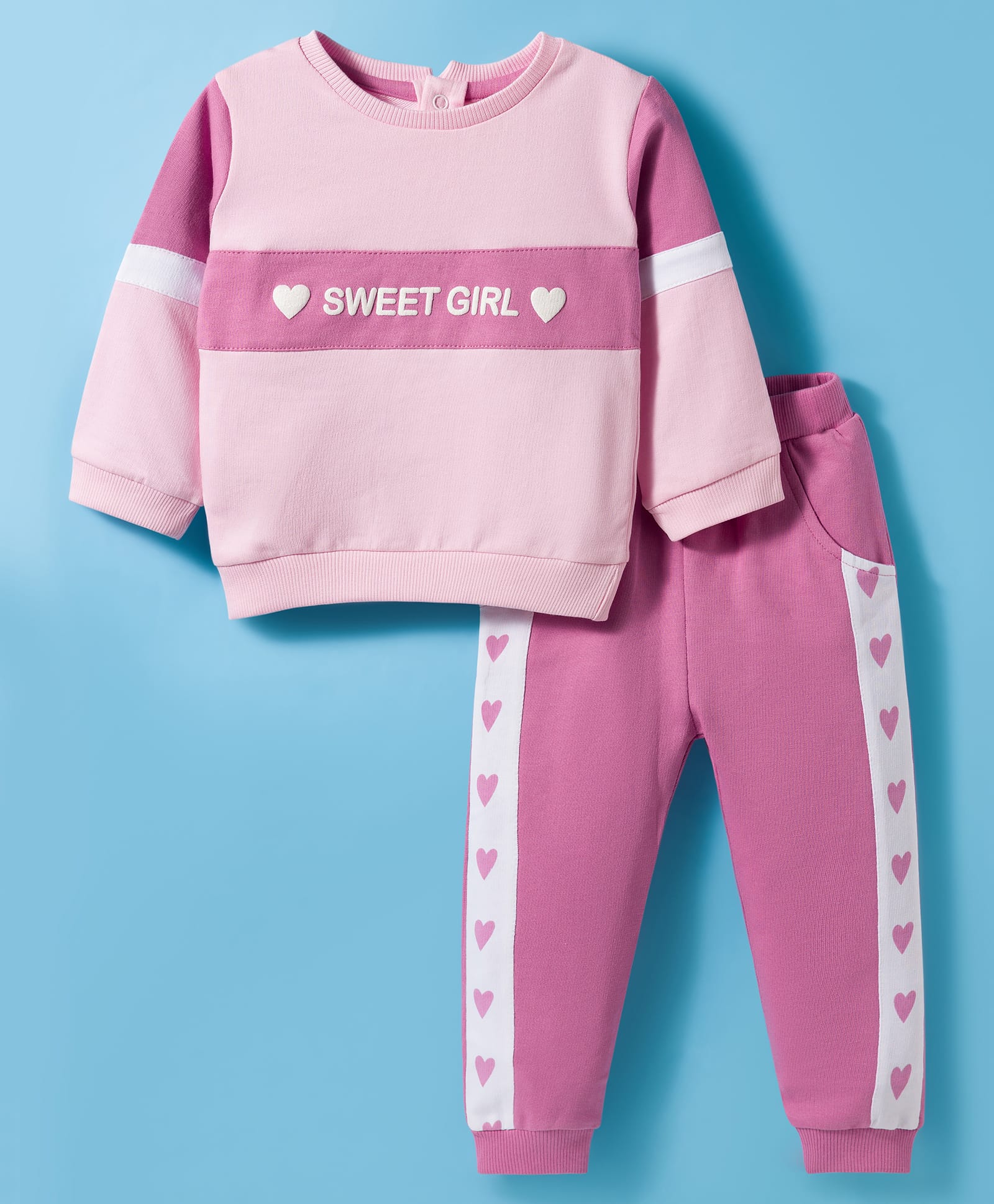 ToffyHouse Knit Full Sleeves T-Shirt & Lounge Pant Set With Sweet Girl Print - Pink-picture-14