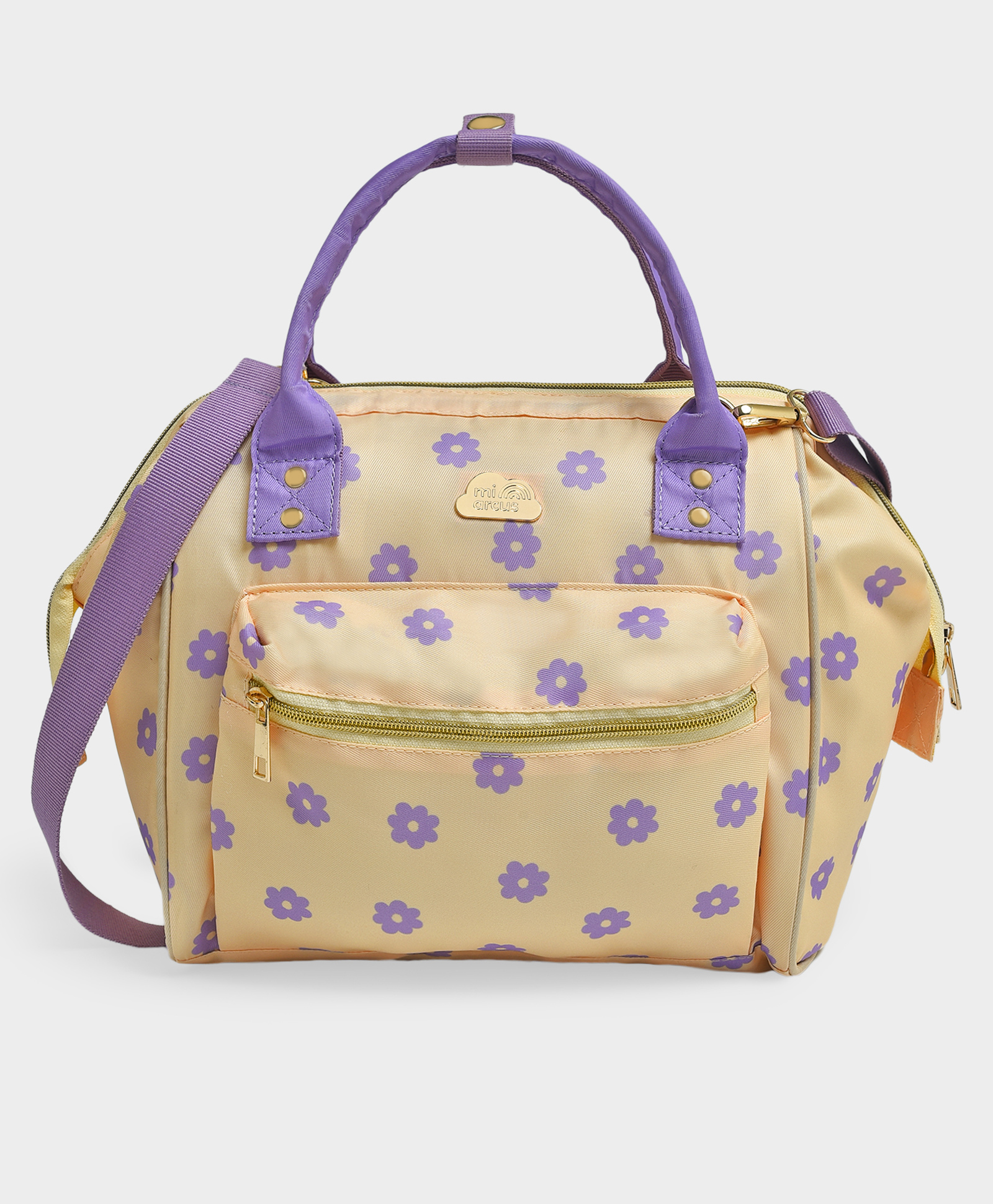 Mi Arcus 2-in-1 Printed Maternity Diaper Bag with Zip Closure, Convertible Handbag & Backpack - Yellow-image-28