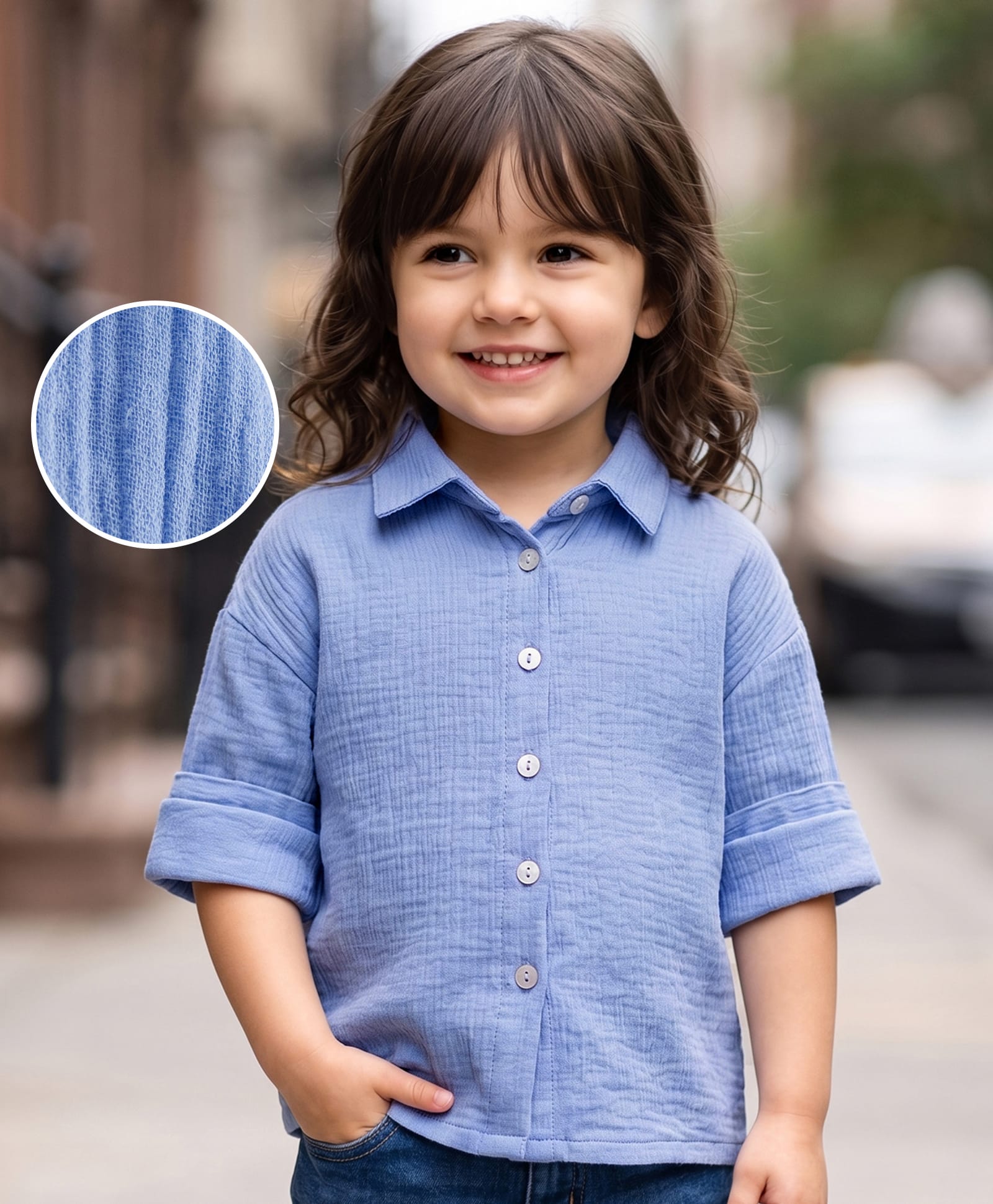 kookie kids india Kookie Kids Cotton Woven Full Sleeves Solid Colour Shirt - Light Blue-picture-29
