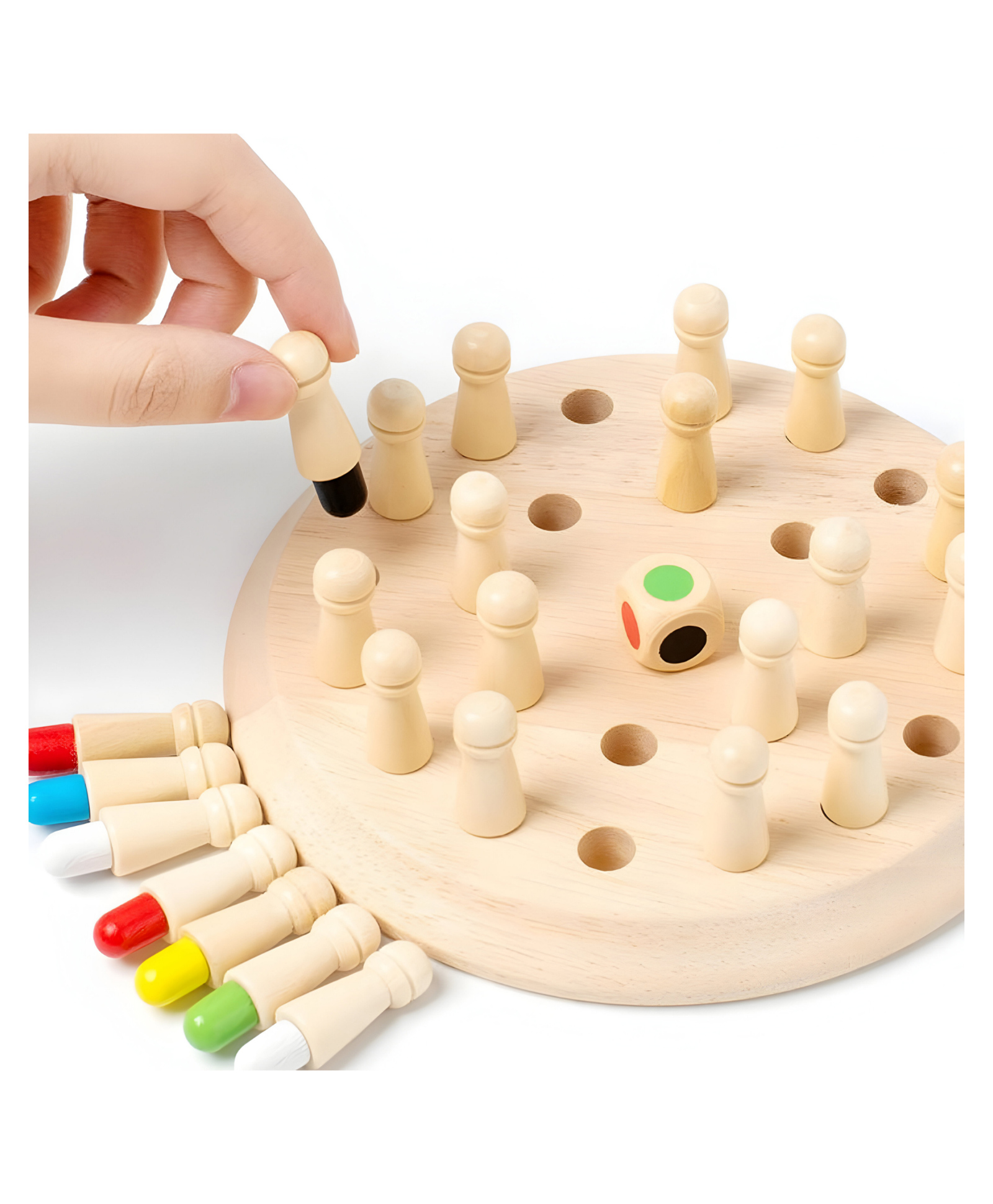 NEGOCIO Wooden Memory Matching Game Montessori Color Recognition Board Game with Dice Educational Toy for Toddlers and Preschoolers Pack of 1- Color May Vary-image-44