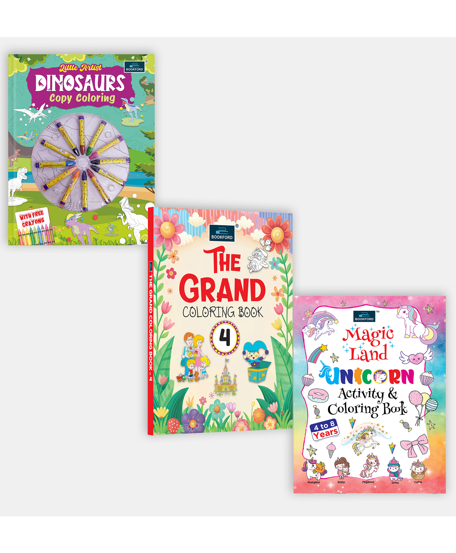 Coloring Fun Pack Set of 3 | Little Artist Dinosaurs, Magic Land Unicorn & Grand Coloring Book 4-image-18