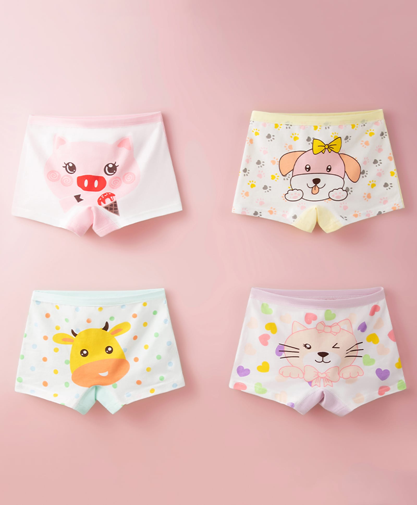 neska moda Neska Modal Knit Pack Of 4 Animals Printed Panties - Pink White Yellow Purple & Light Green-picture-16