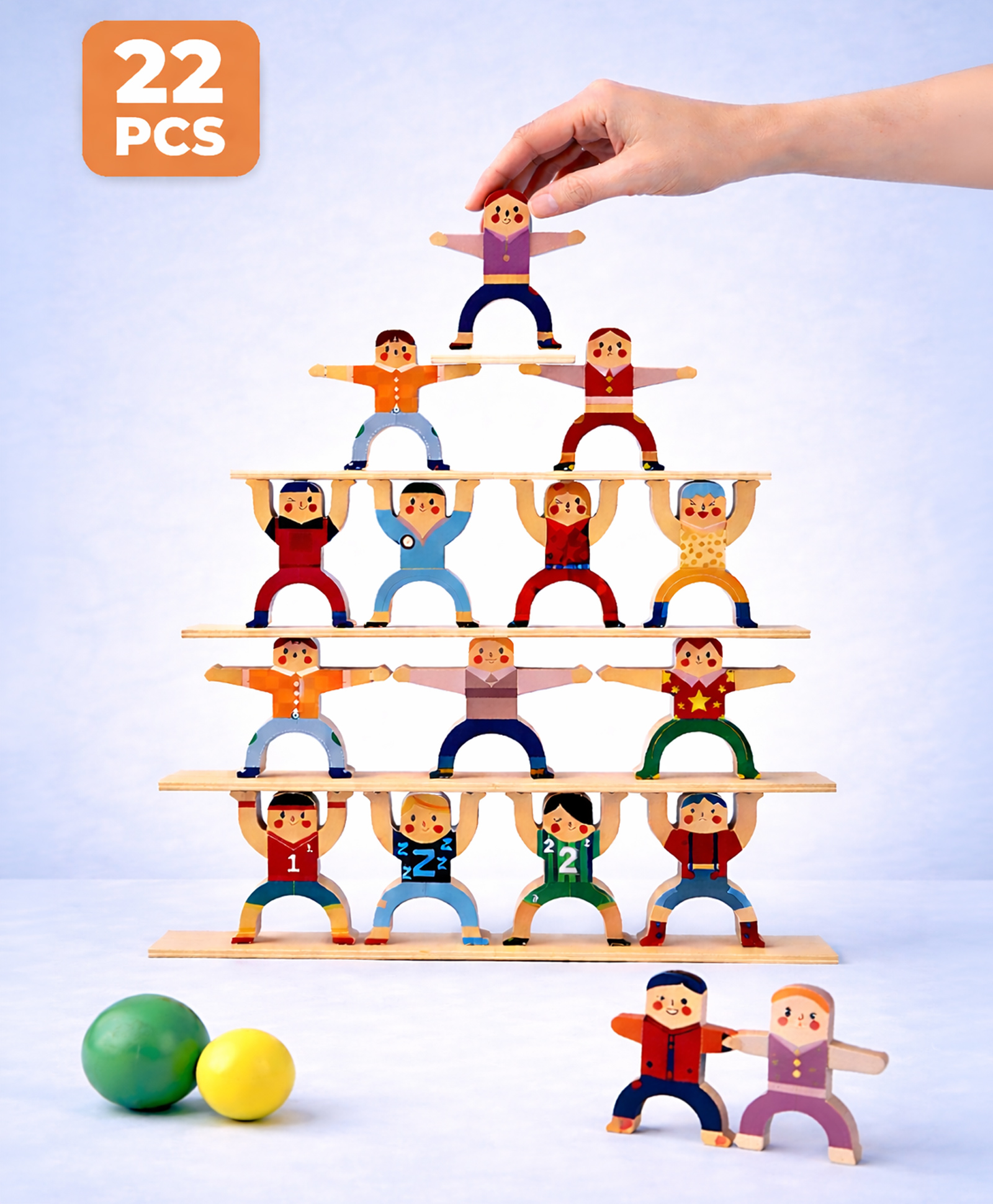 Play Nation Power Acrobats Wooden Stacking Puzzle| Human Tower Game| Strength & Balance Development Toy| Coordination, Focus & Creative Play Game| Finger Dexterity & Motor Skills| Patience Building-image-2