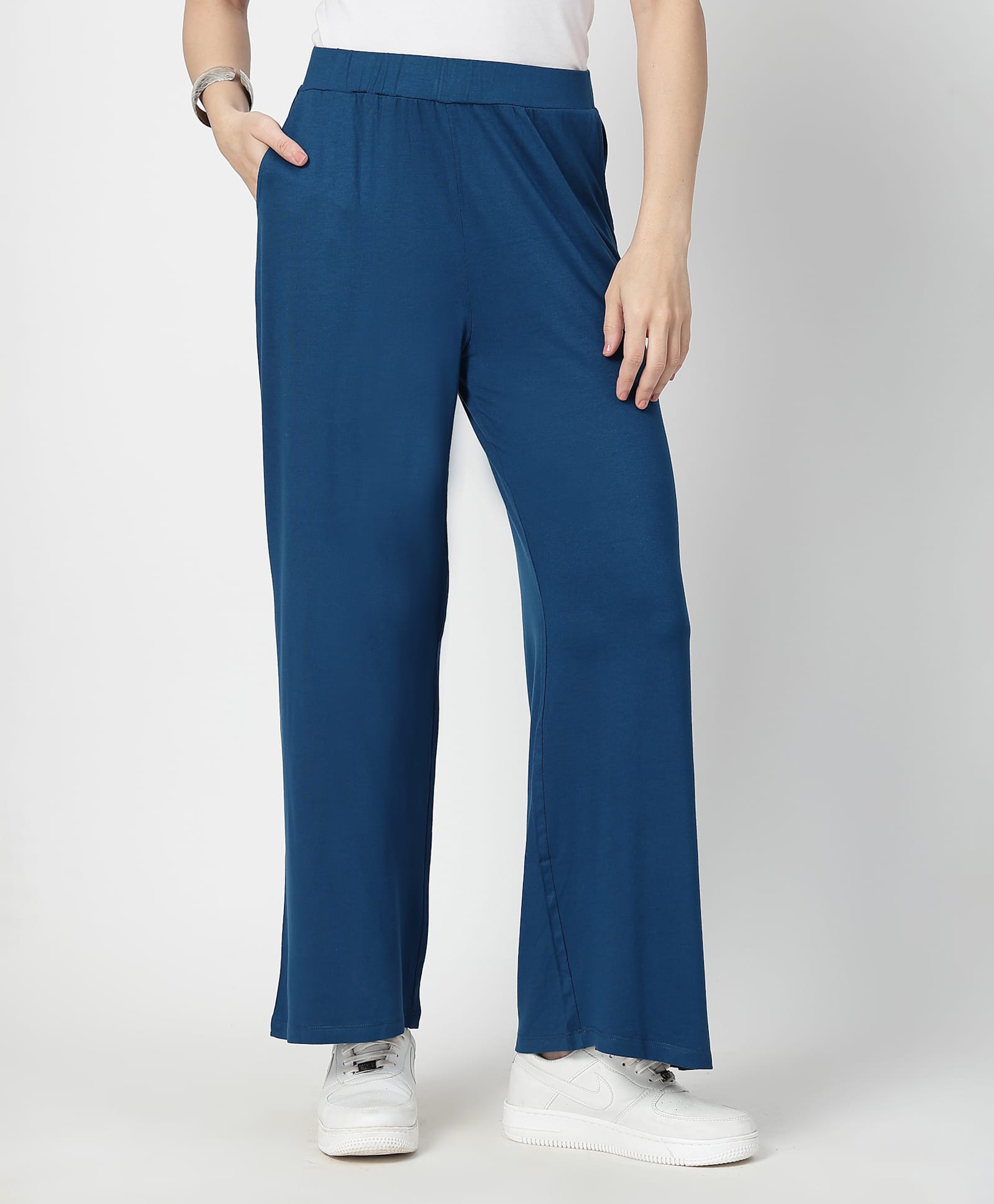 Zelena Viscose Elastane Woven Solid Pre & Post Pregnancy Maternity Pajama - Deep Teal-image-39