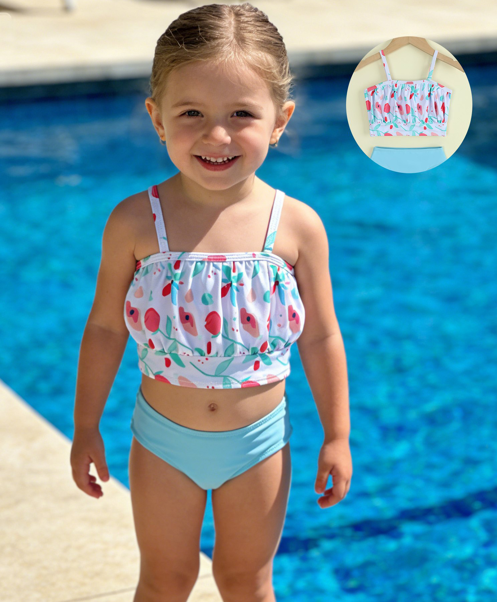 Mark & Mia Sleeveless Printed Two Piece Swimsuit - White & Light Blue-picture-16