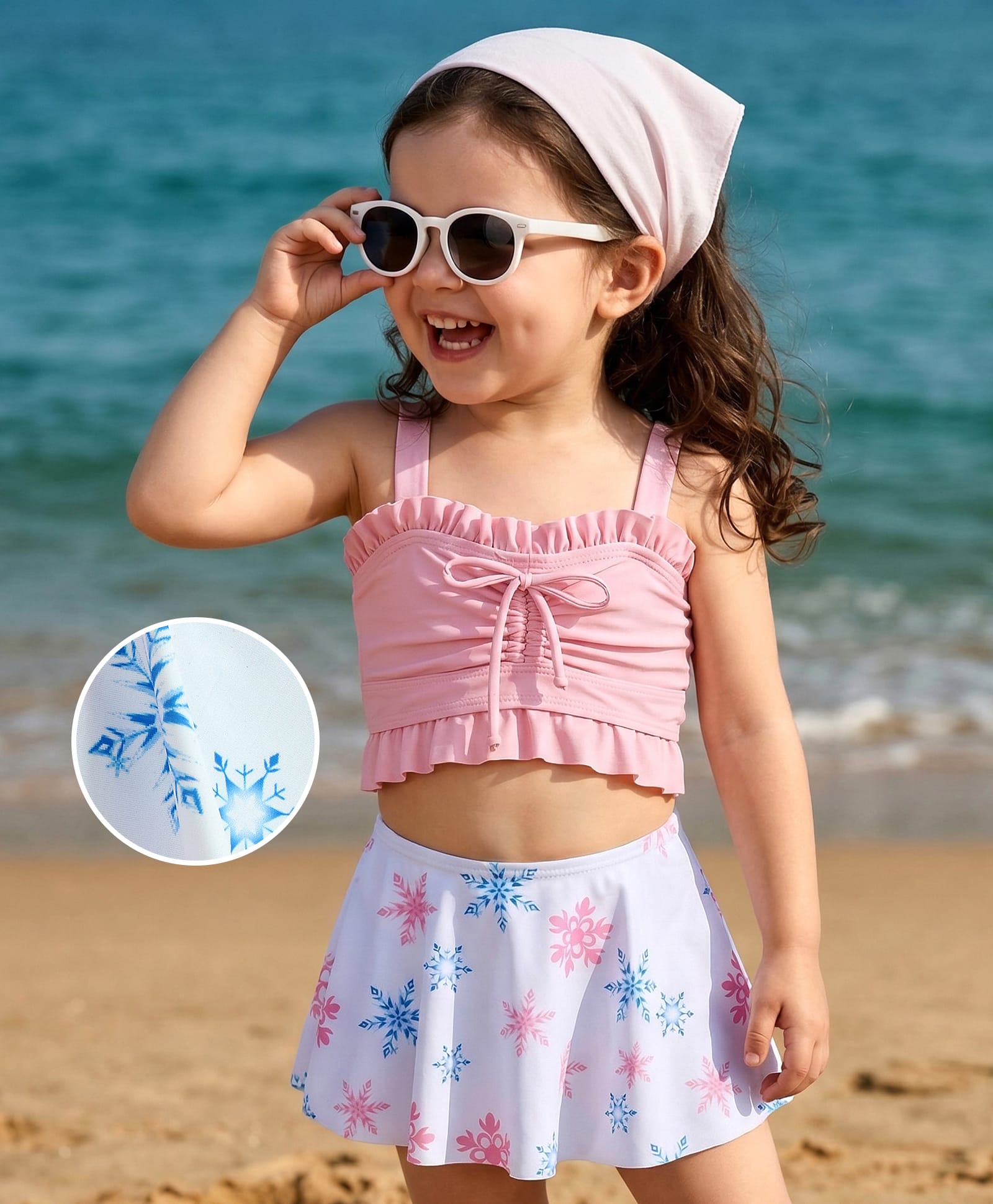 Mark & Mia Sleeveless Snowflake Printed Two Piece Swimsuit - Pink-image-34