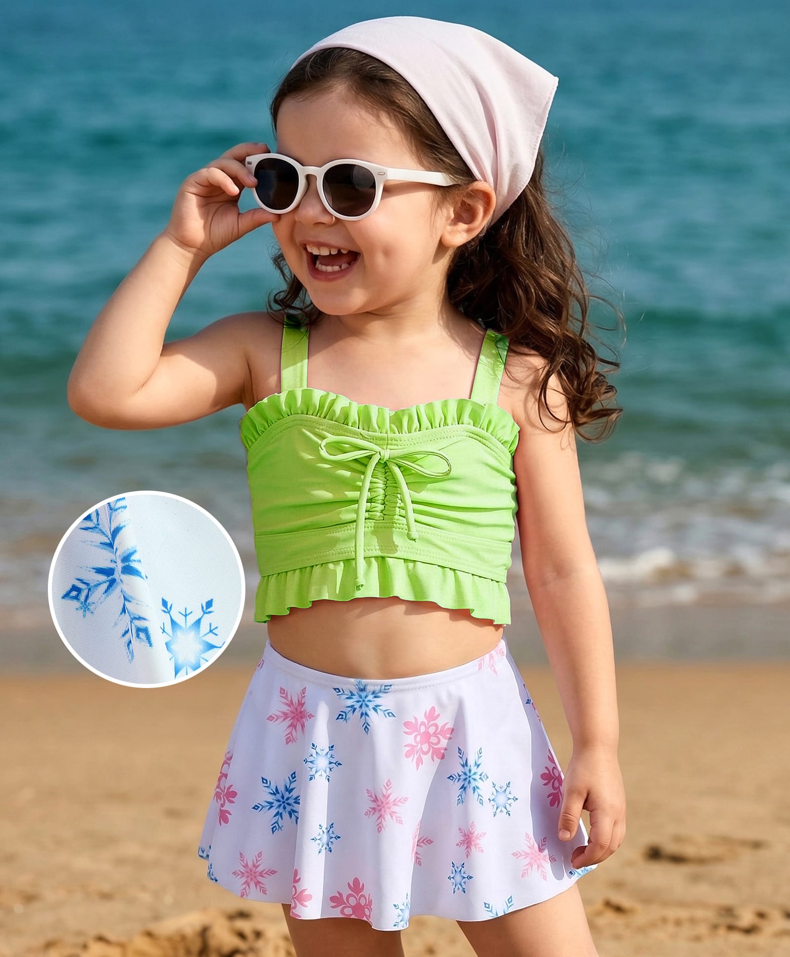 Mark & Mia Sleeveless Snowflake Printed Two Piece Swimsuit - Light Green-image-33