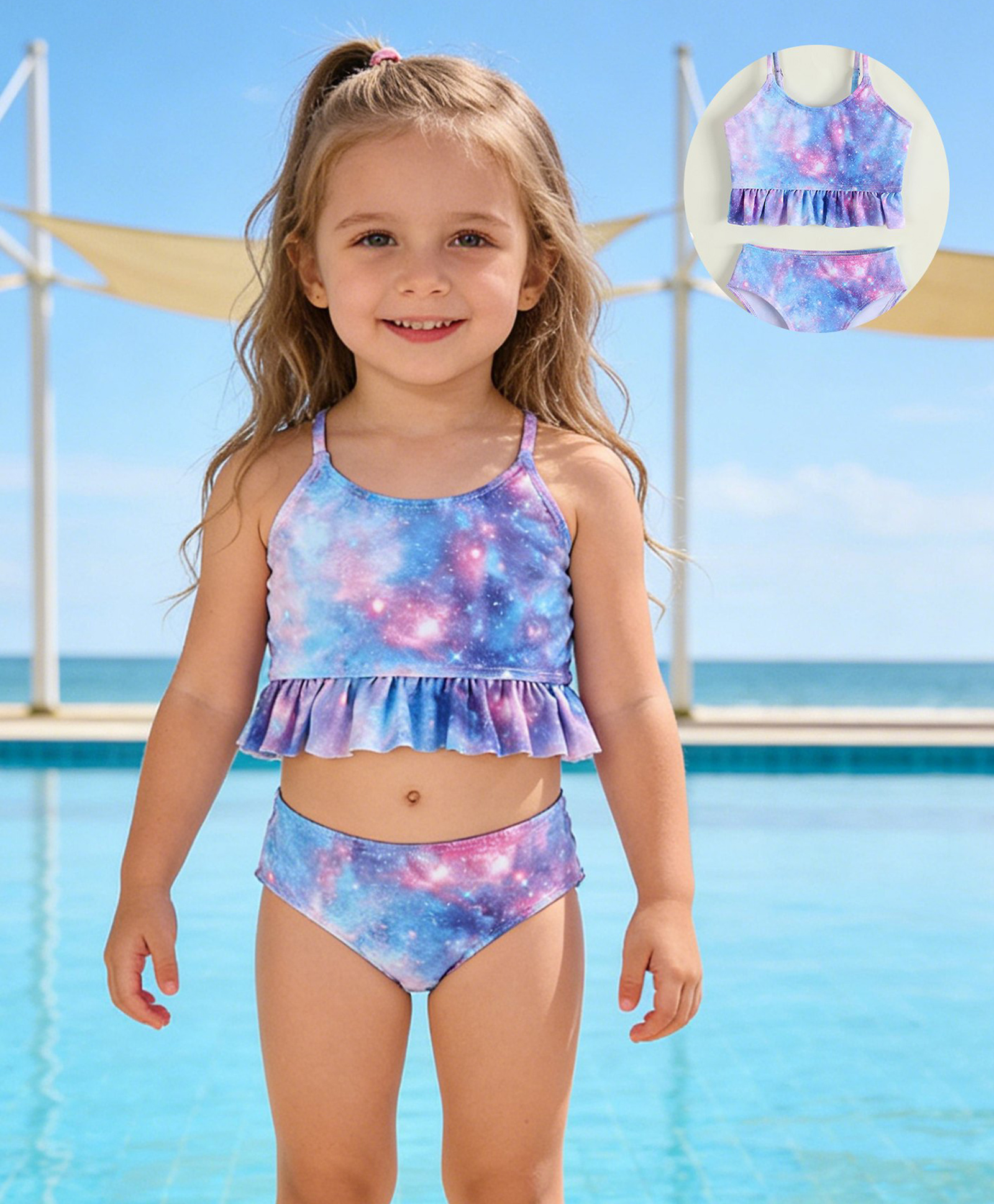 Mark & Mia Sleeveless Galaxy Printed Two Piece Swimsuit - Multicolour-image-32