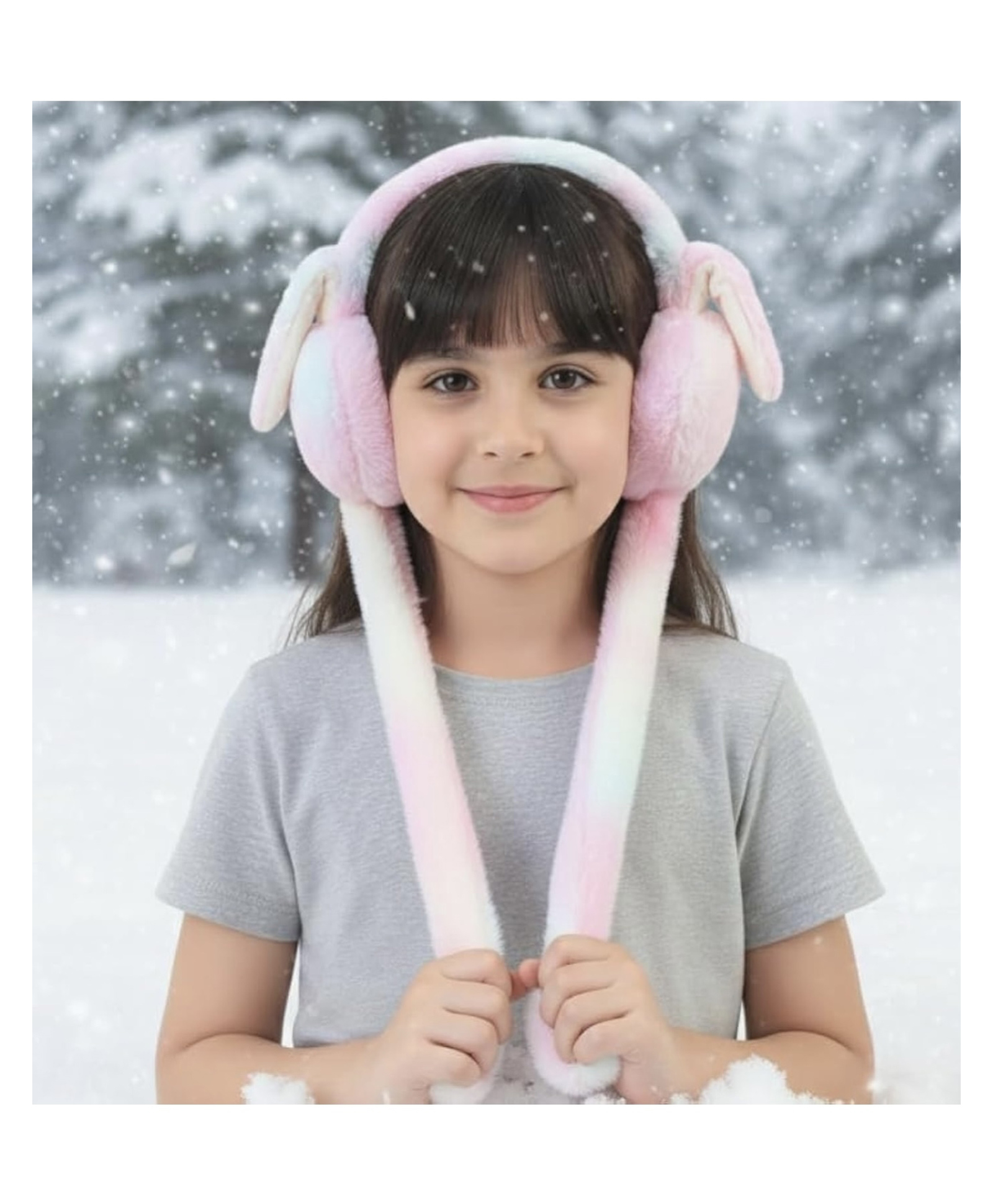 ARCADE TOYS Bunny Cap With Moving Ears (LED Glowing) Girls Headwear Plush Funny Hat, Wool Winter Cap (Colour and Design May Vary)