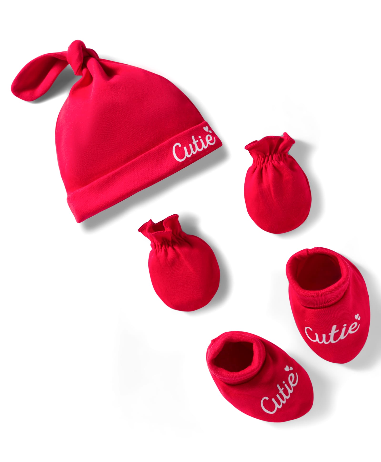 Babyhug Select 100% Cotton Knit Cap Mittens & Booties Set with Text Print Red - Diameter 18 cm-image-10